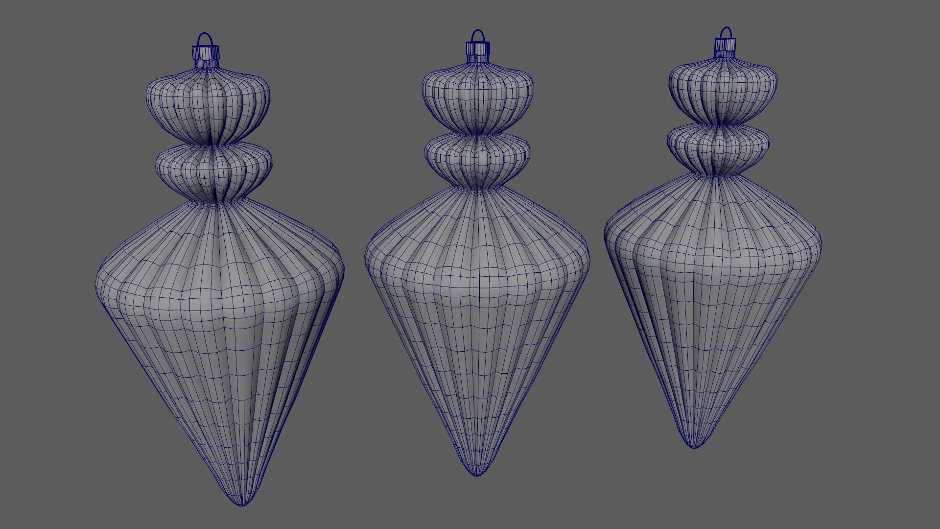 Christmas Tree Ornament Set10 - Blue White Low-poly 3D model_17