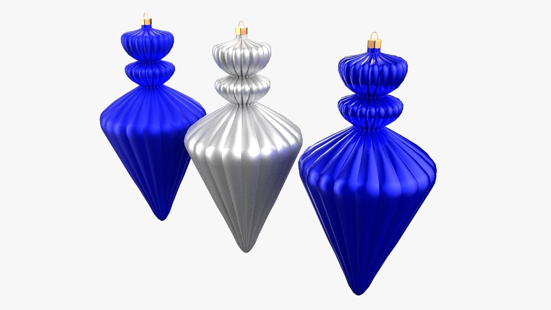 Christmas Tree Ornament Set10 - Blue White Low-poly 3D model_2