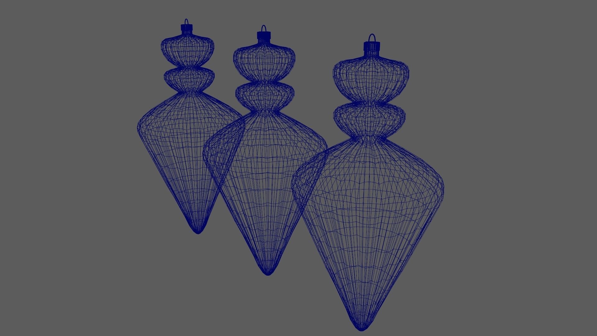 Christmas Tree Ornament Set10 - Blue White Low-poly 3D model_16