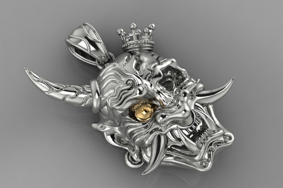 PENDANT DEMON SKULL 3D print model_4