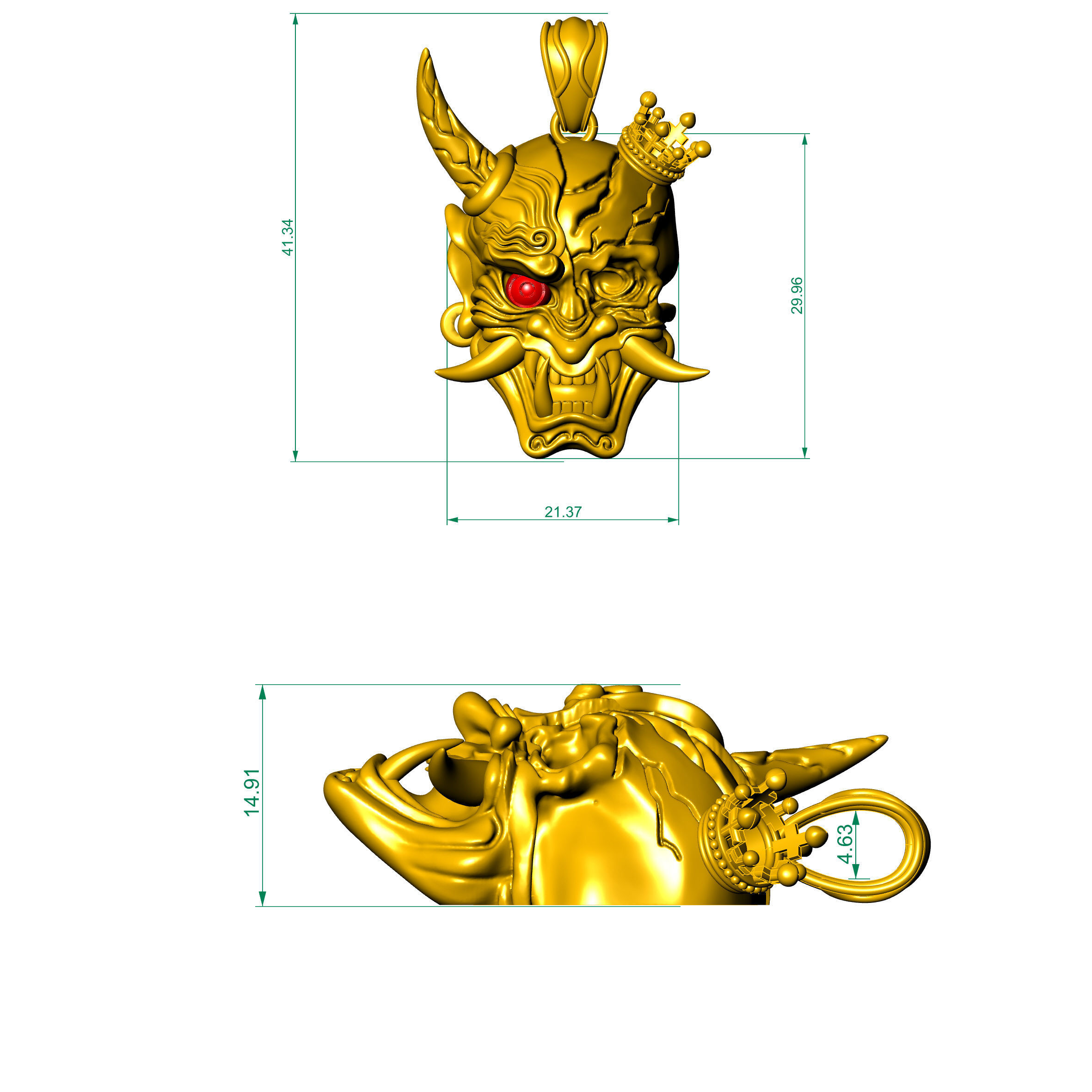 PENDANT DEMON SKULL 3D print model_5