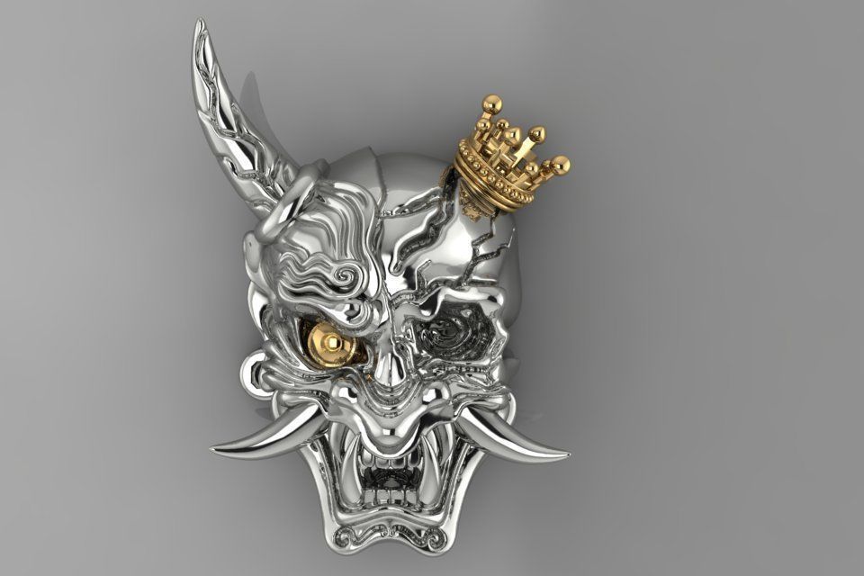 PENDANT DEMON SKULL 3D print model_2
