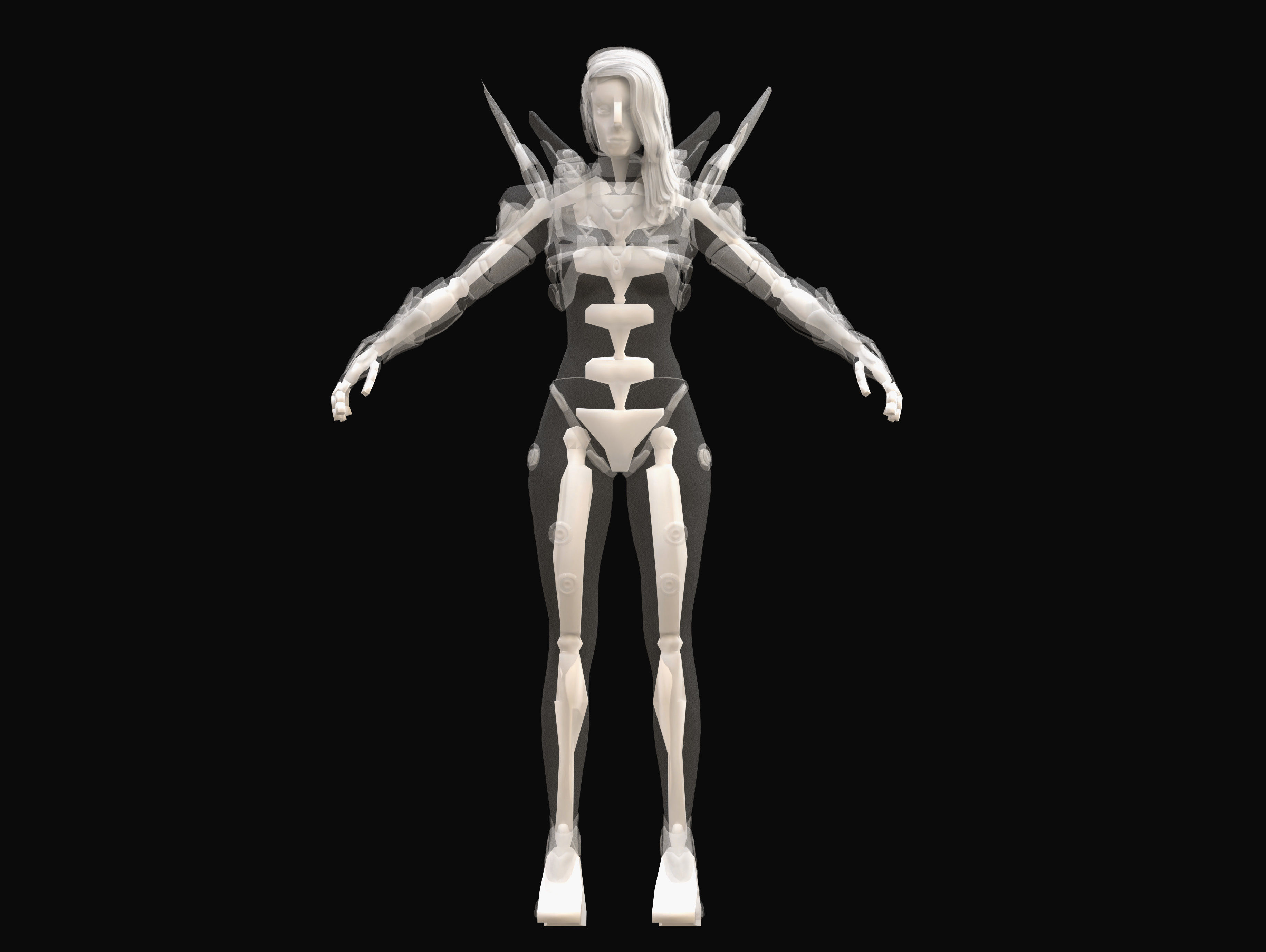 Sci Fi Girl Astronaut Low-poly 3D model_13