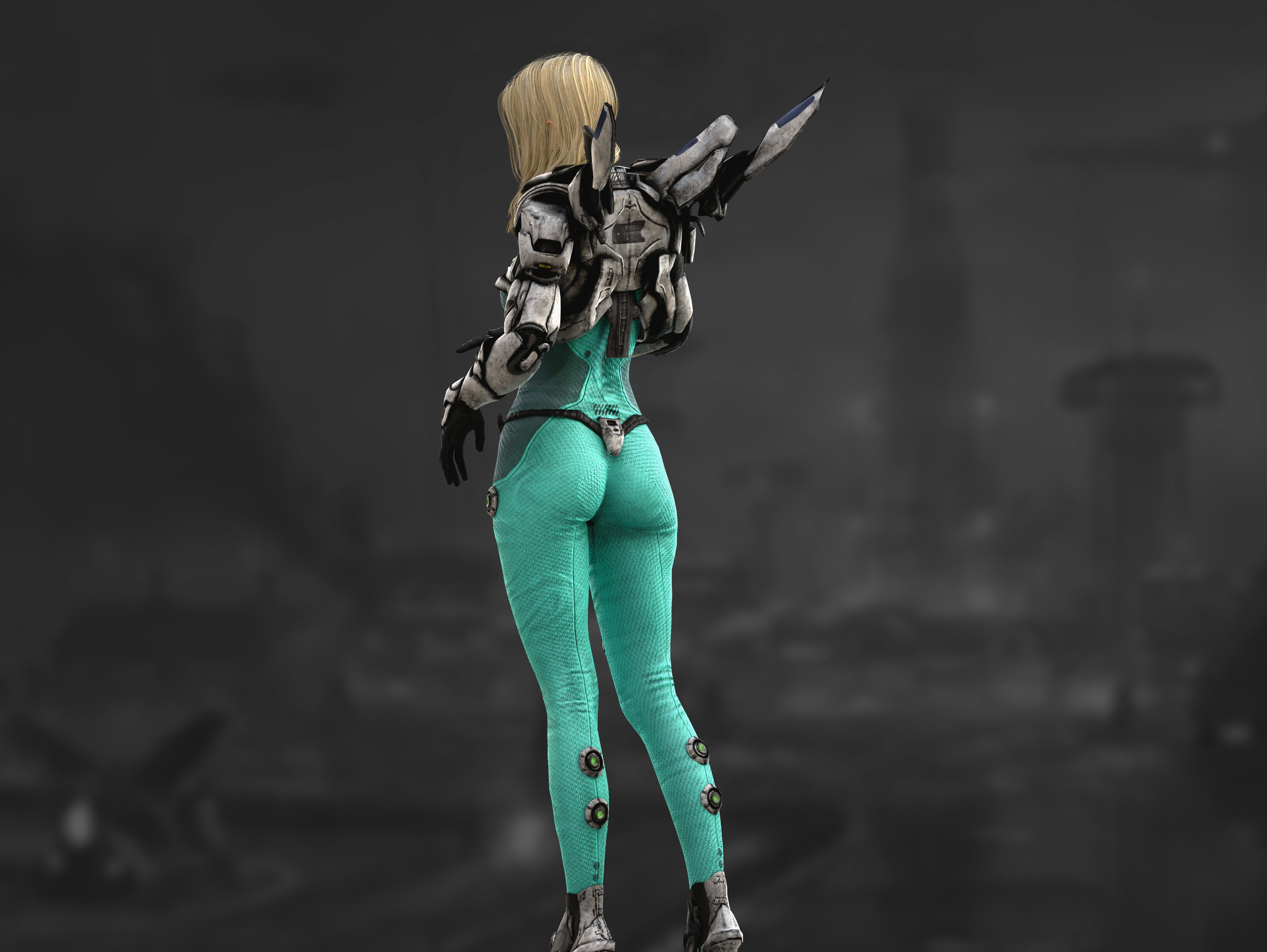 Sci Fi Girl Astronaut Low-poly 3D model_8