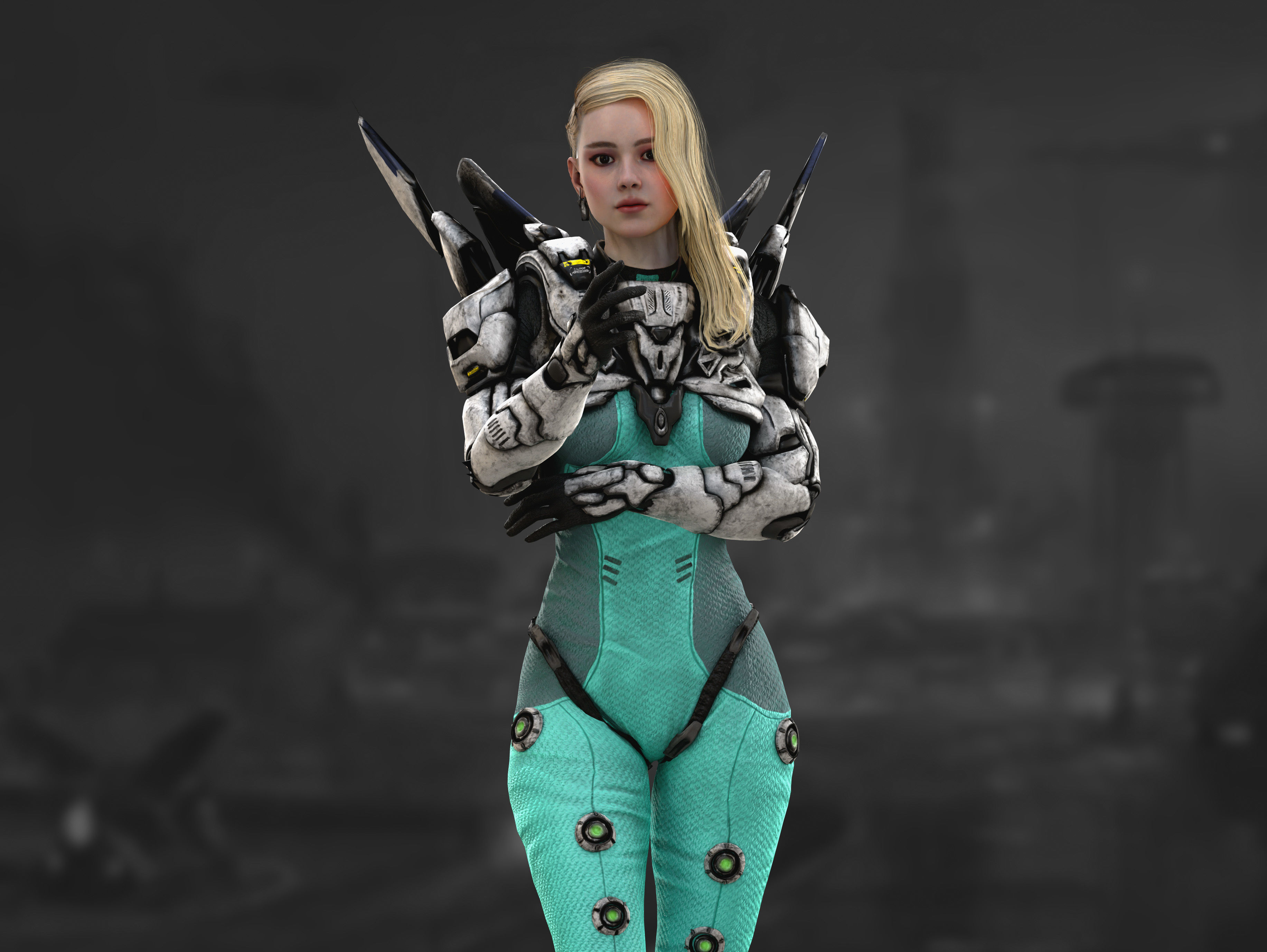 Sci Fi Girl Astronaut Low-poly 3D model_4