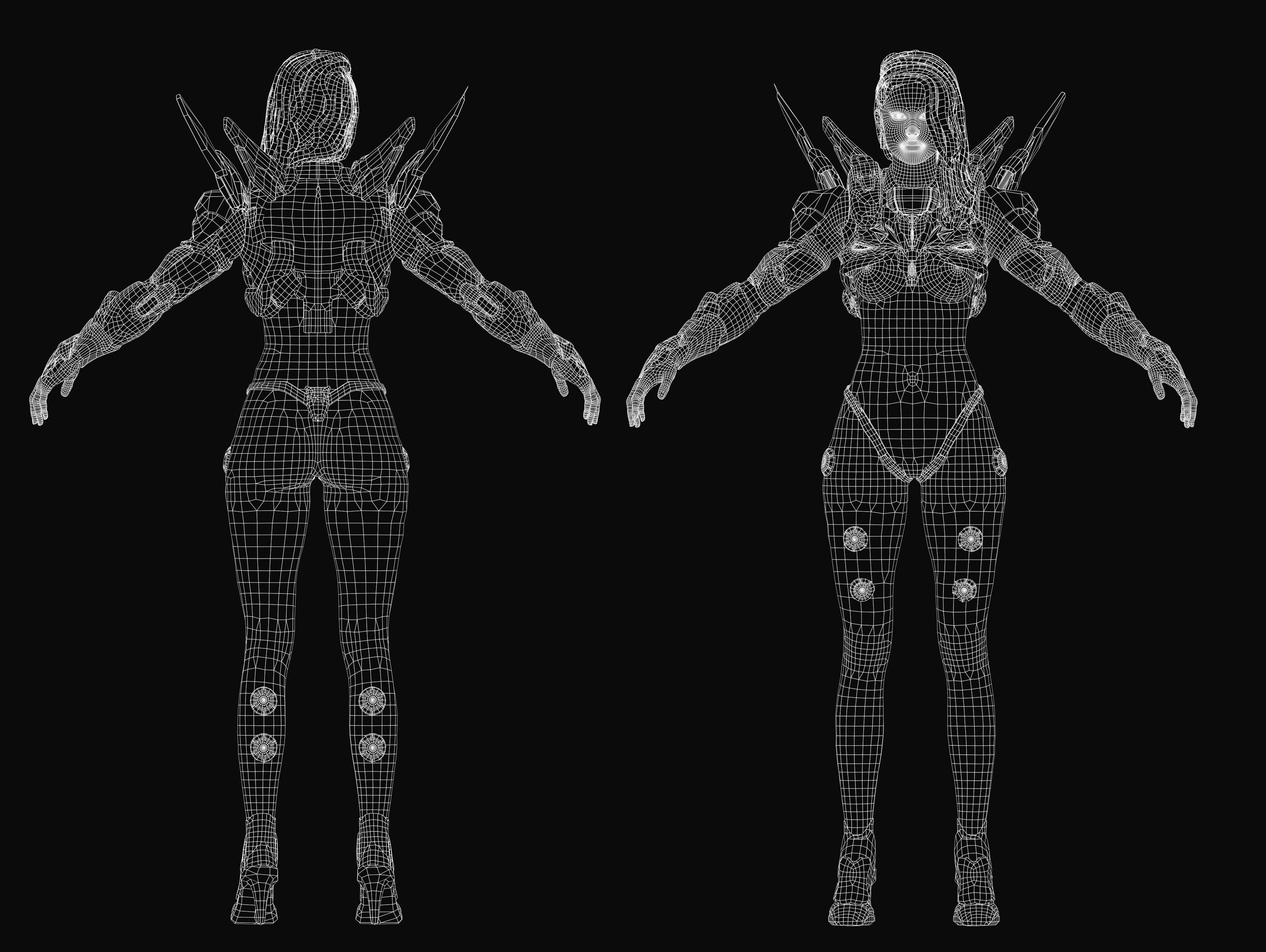 Sci Fi Girl Astronaut Low-poly 3D model_12