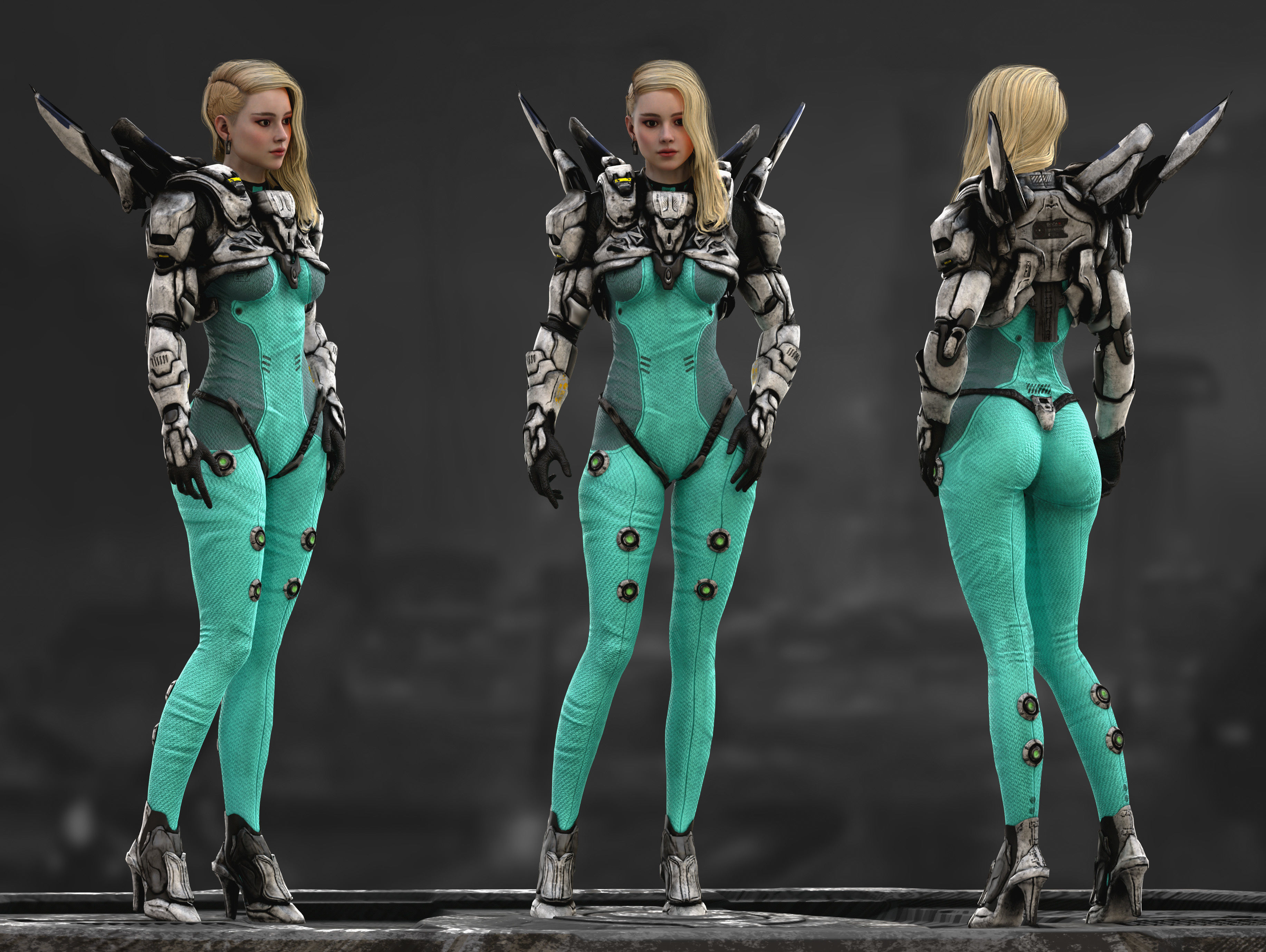 3D model Sci Fi Girl Astronaut VR / AR / low-poly | CGTrader