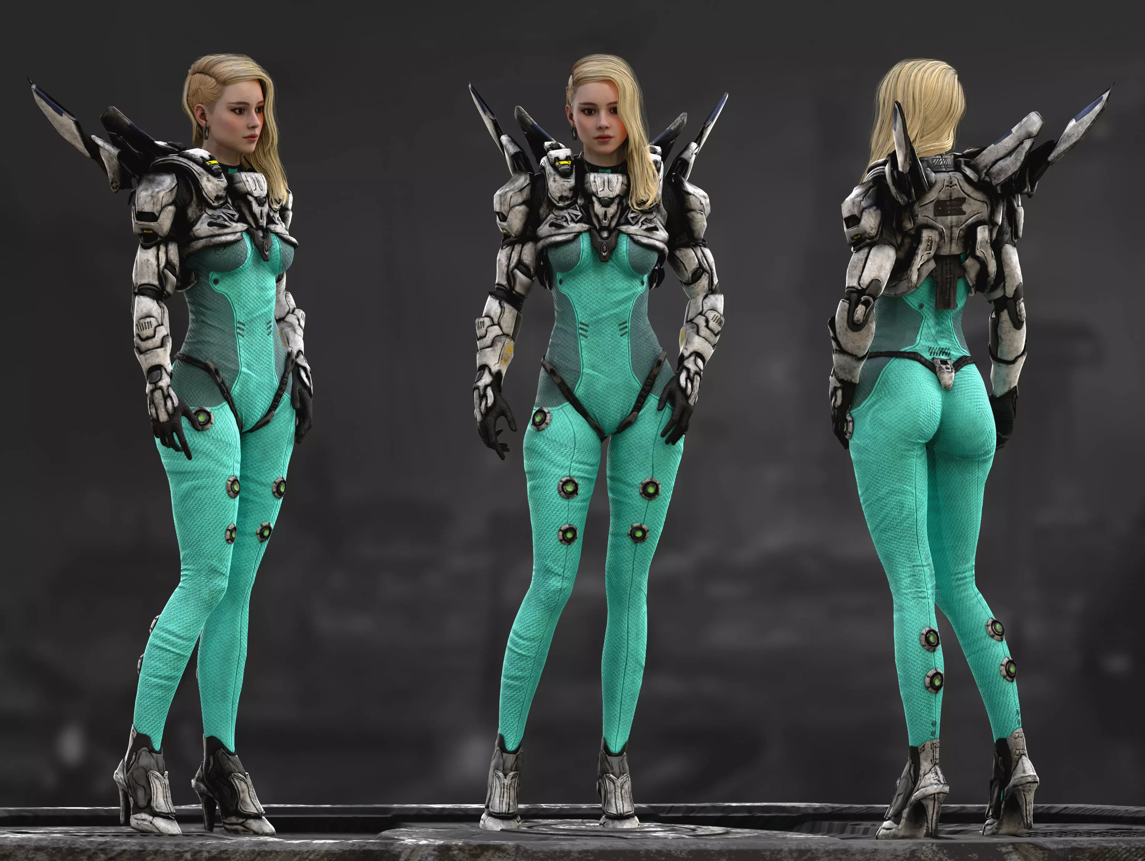 Sci Fi Girl Astronaut Low-poly 3D model_0