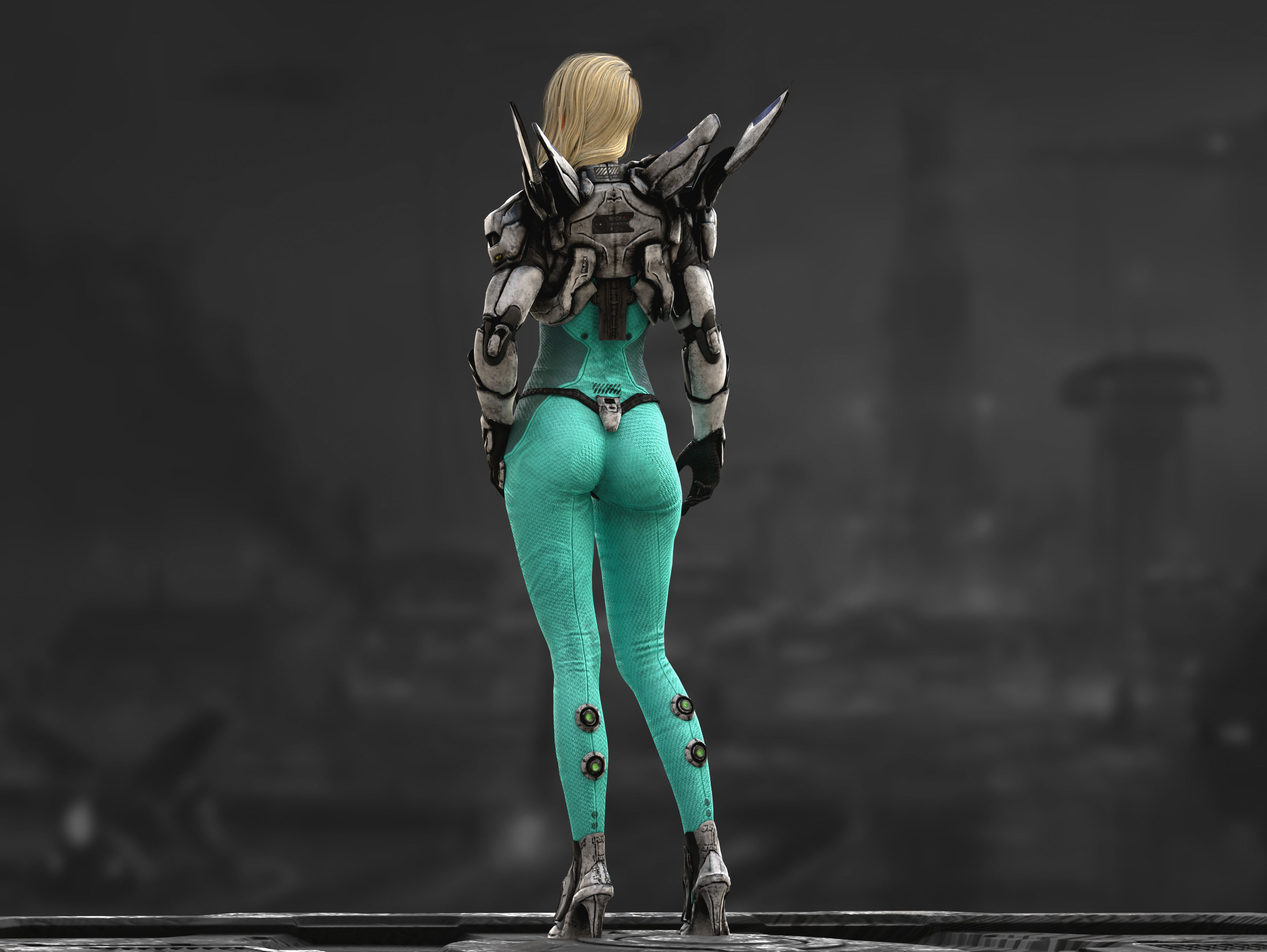 Sci Fi Girl Astronaut Low-poly 3D model_3