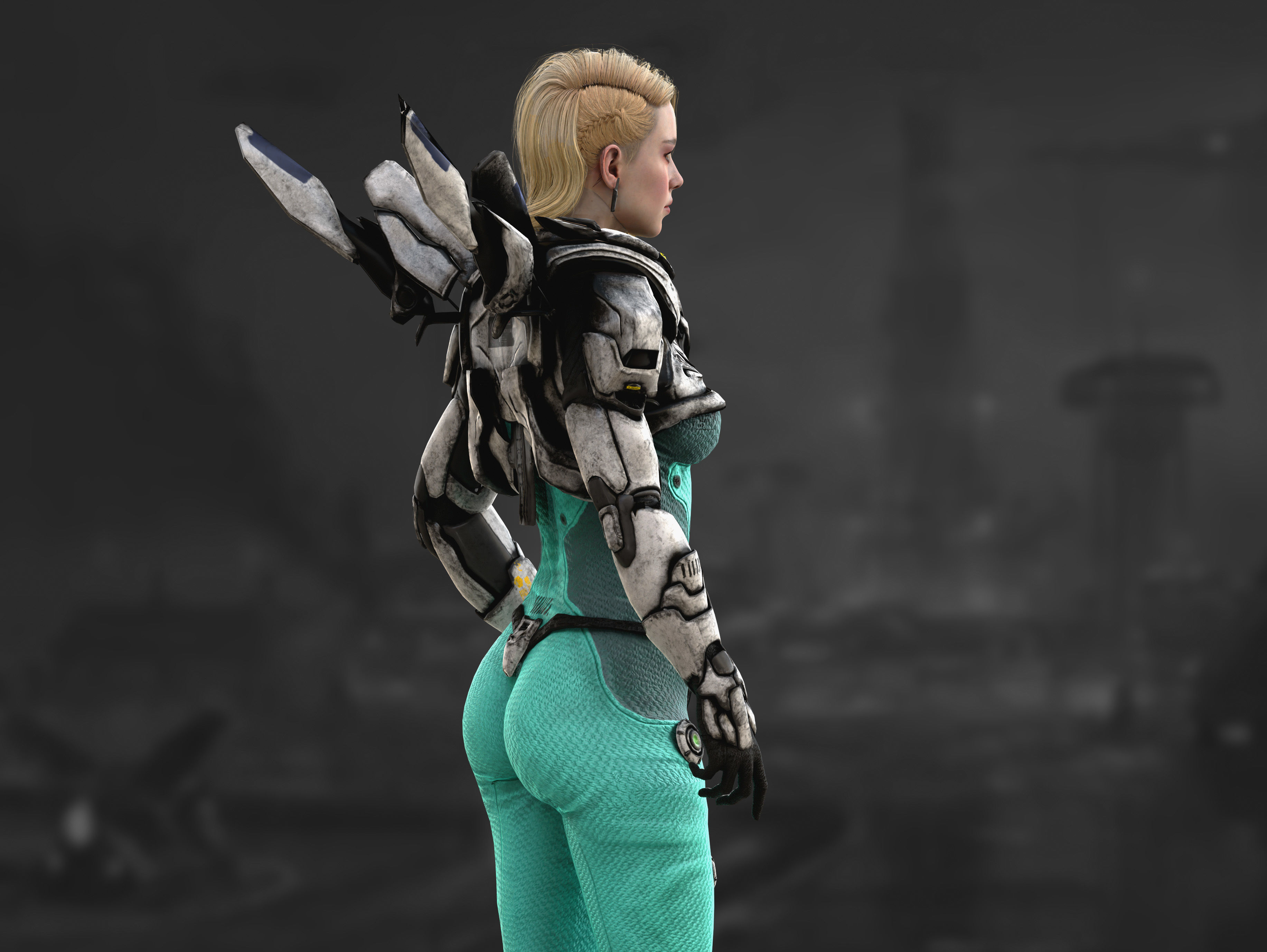 Sci Fi Girl Astronaut Low-poly 3D model_6