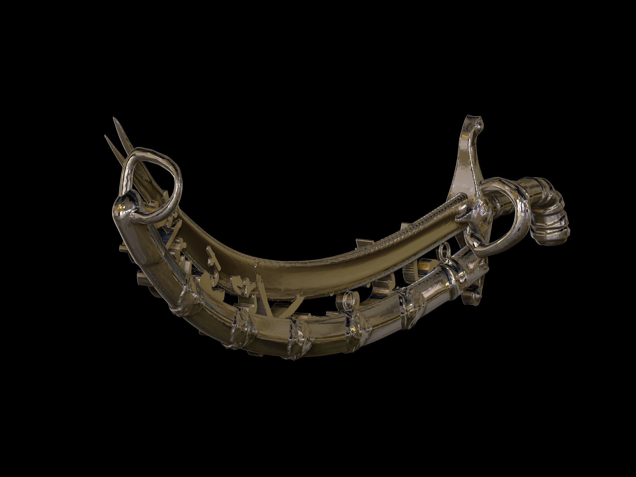 Arabic Sword pendant 3D print model_3