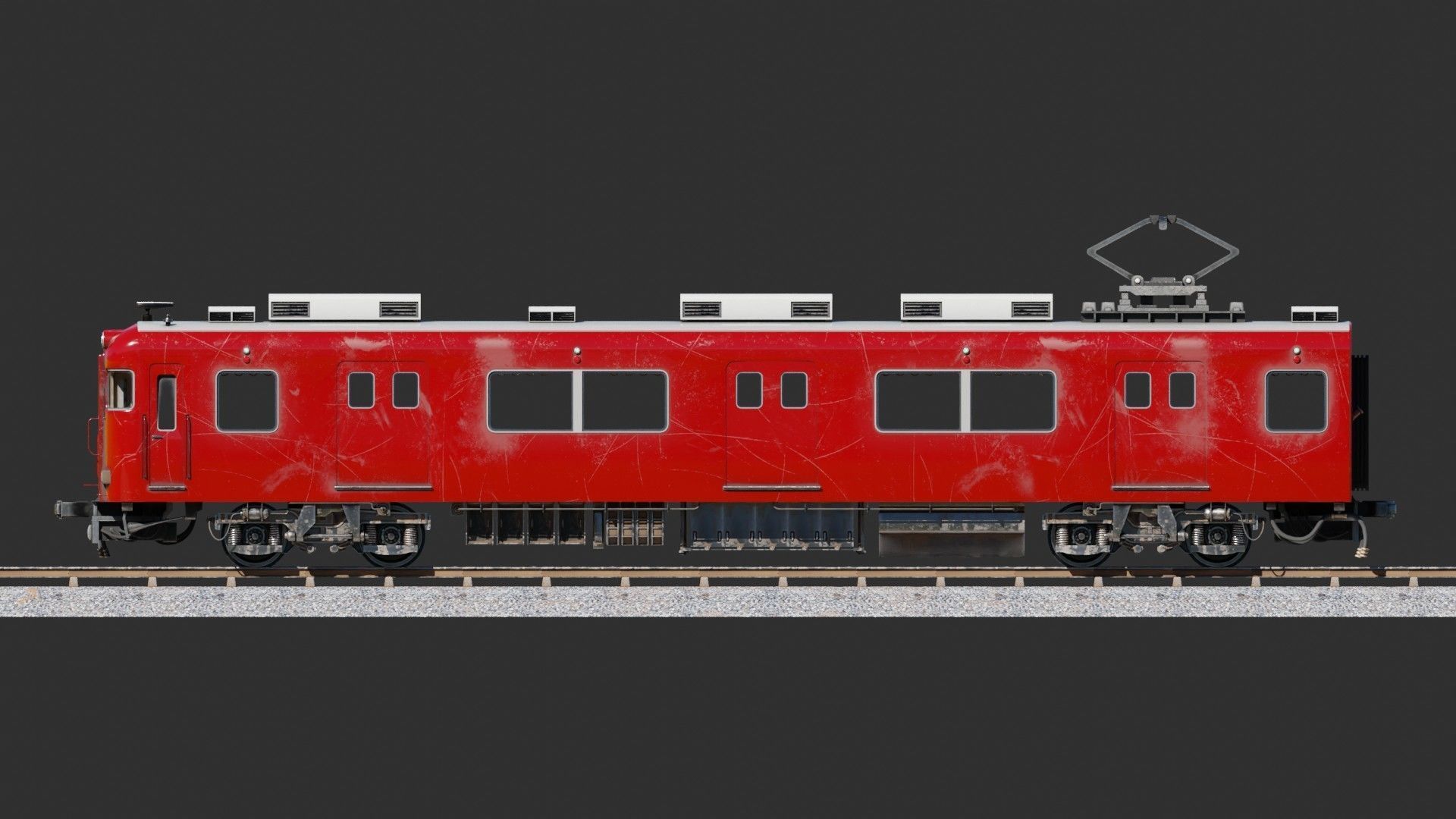 Japan Train Meitetsu 6000 Low-poly 3D model_3