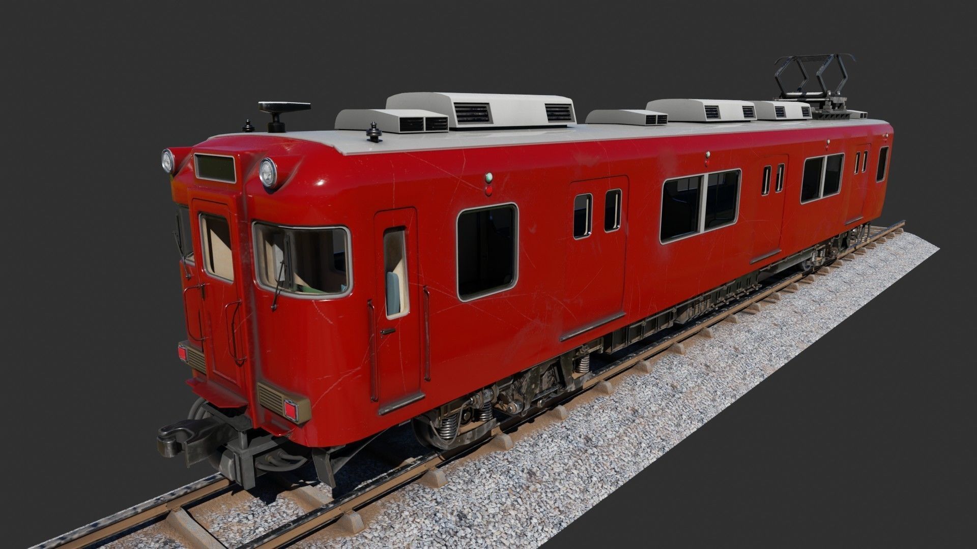 Japan Train Meitetsu 6000 Low-poly 3D model_15