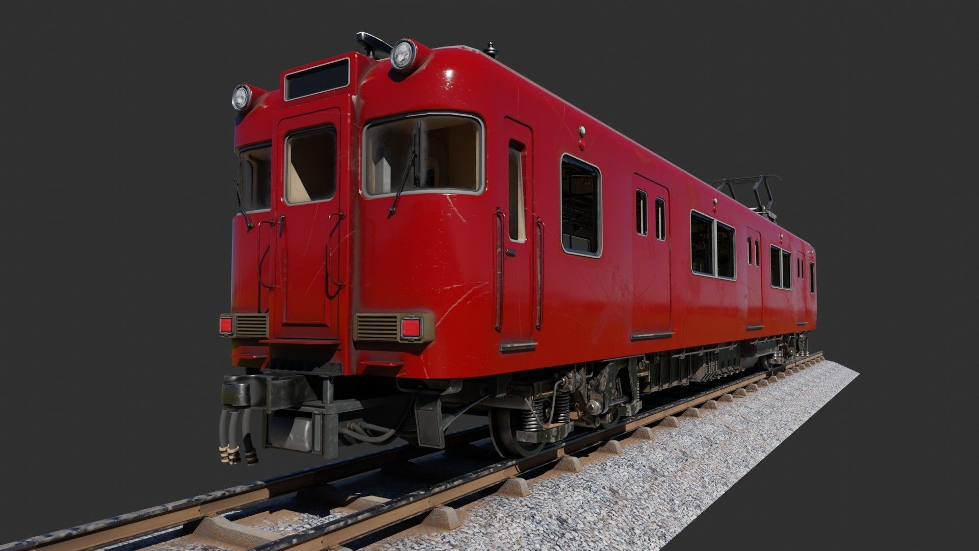 Japan Train Meitetsu 6000 Low-poly 3D model_7