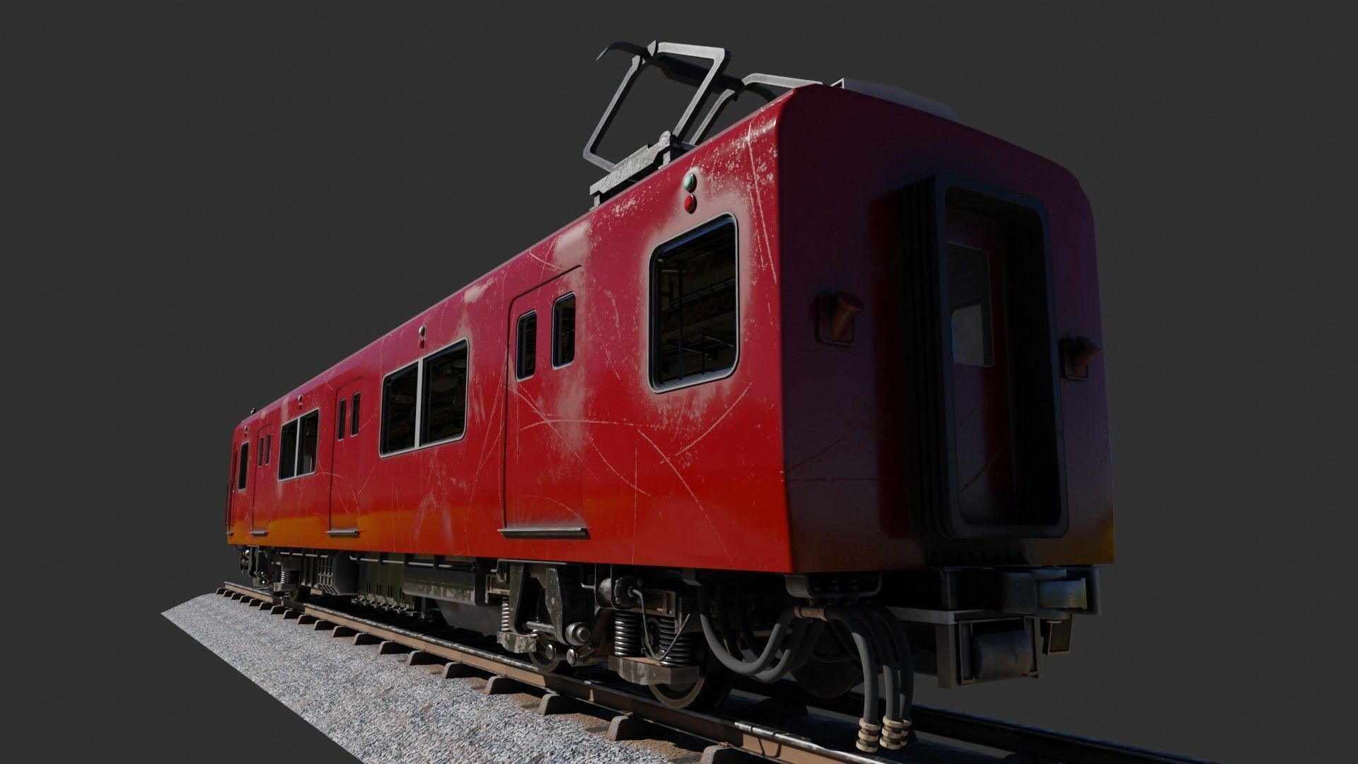 Japan Train Meitetsu 6000 Low-poly 3D model_8