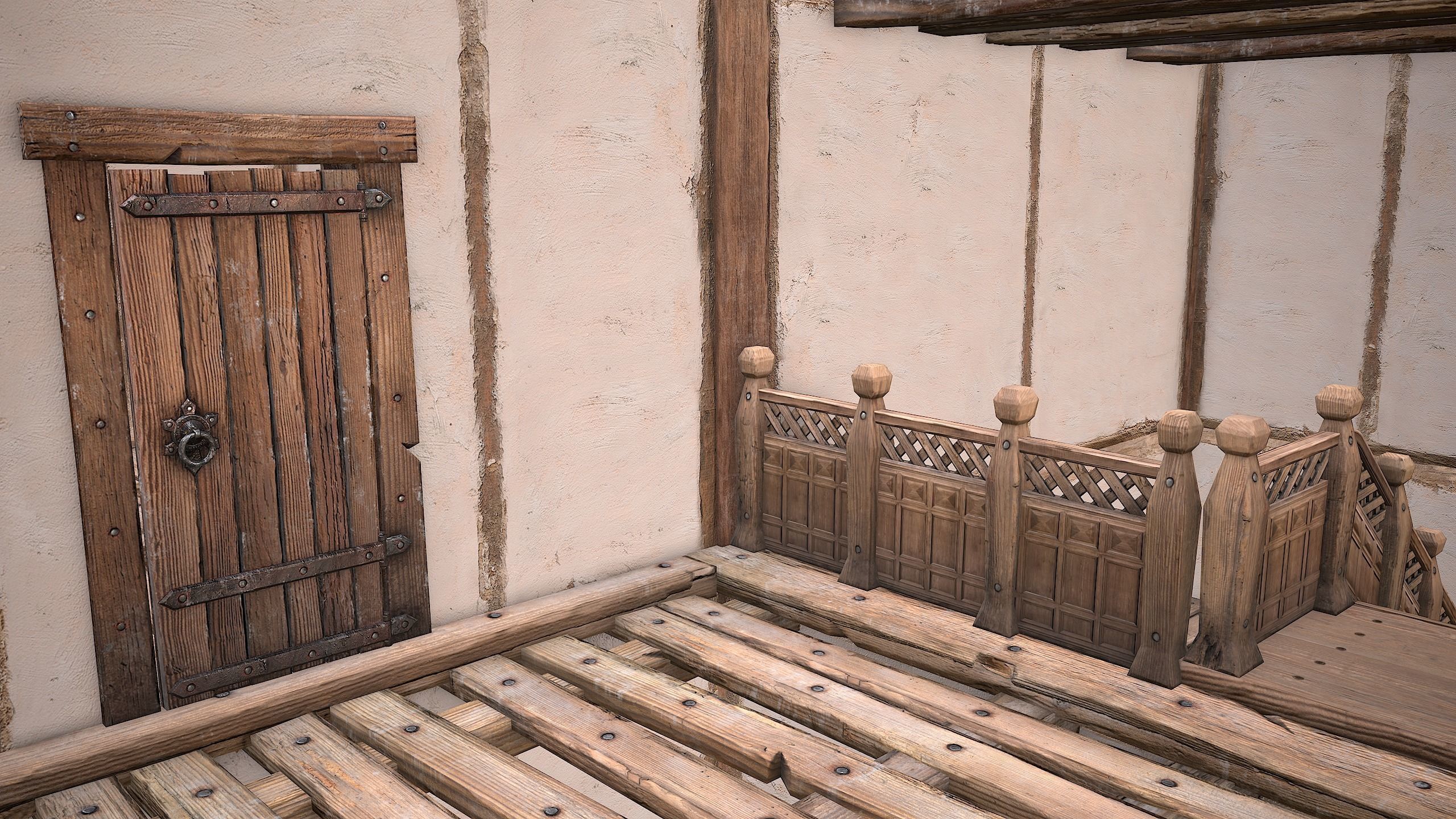 Medieval Two Storey House Low-poly 3D model_25