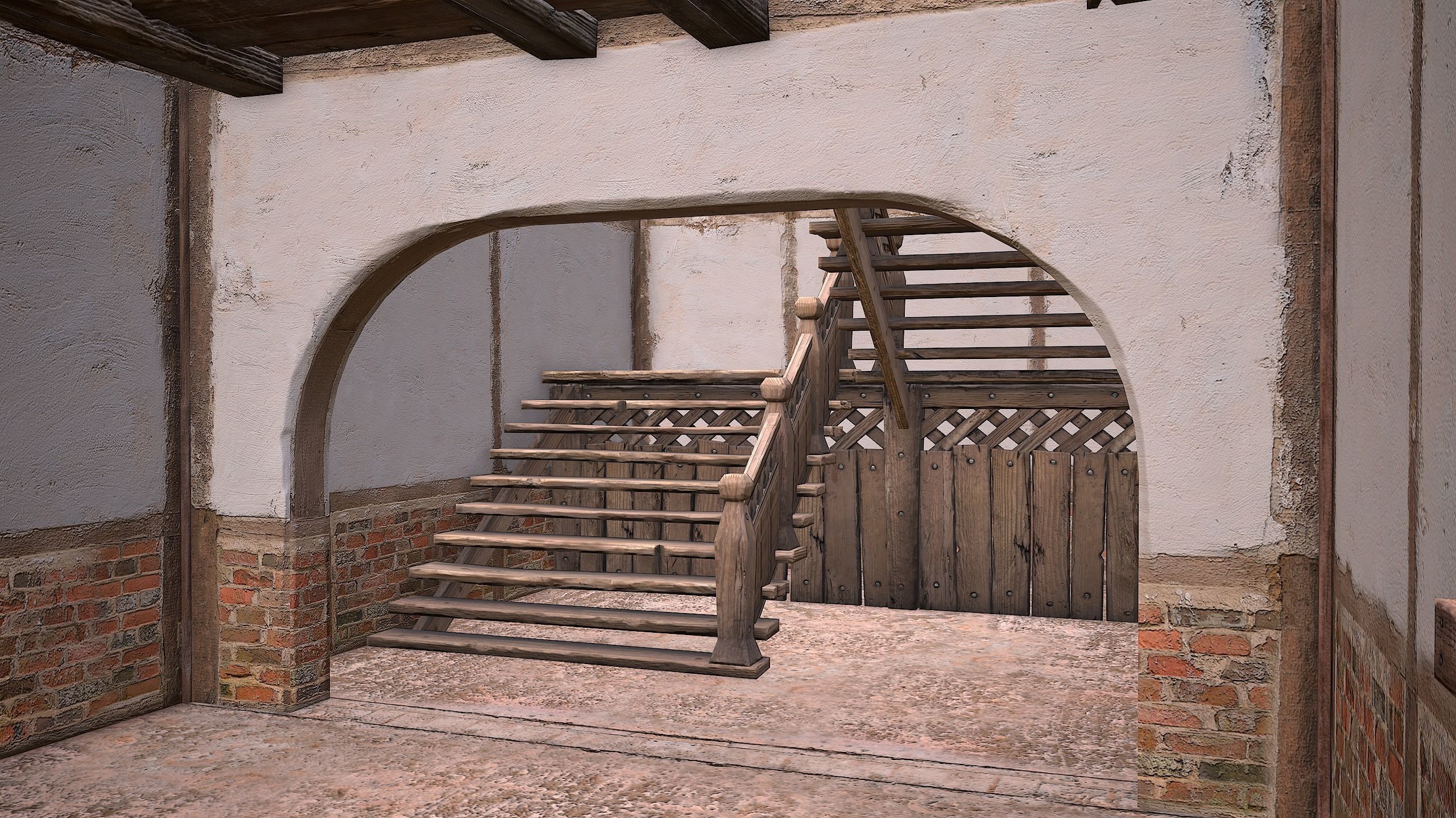 Medieval Two Storey House Low-poly 3D model_26