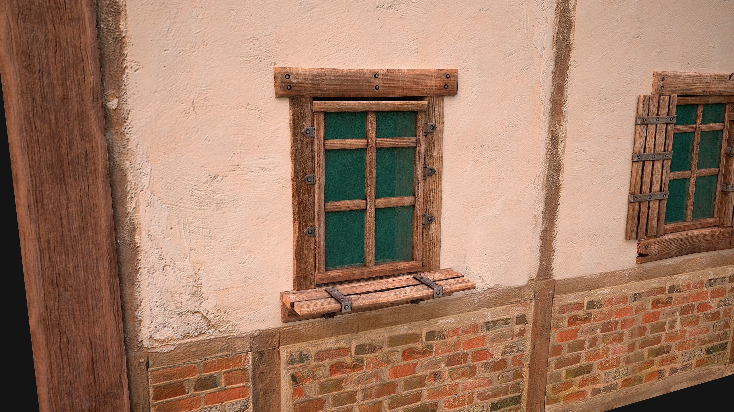 Medieval Two Storey House Low-poly 3D model_22