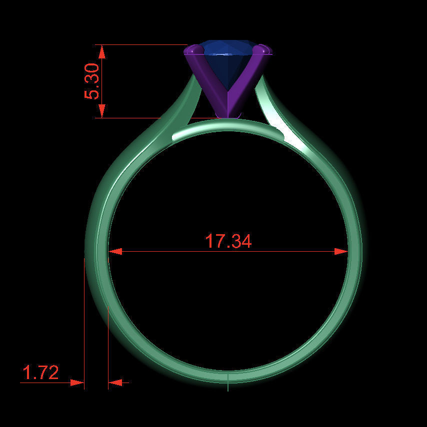 Round 0-75-CT Quarter Round Profile Shank Width 4mm 3D print model_4