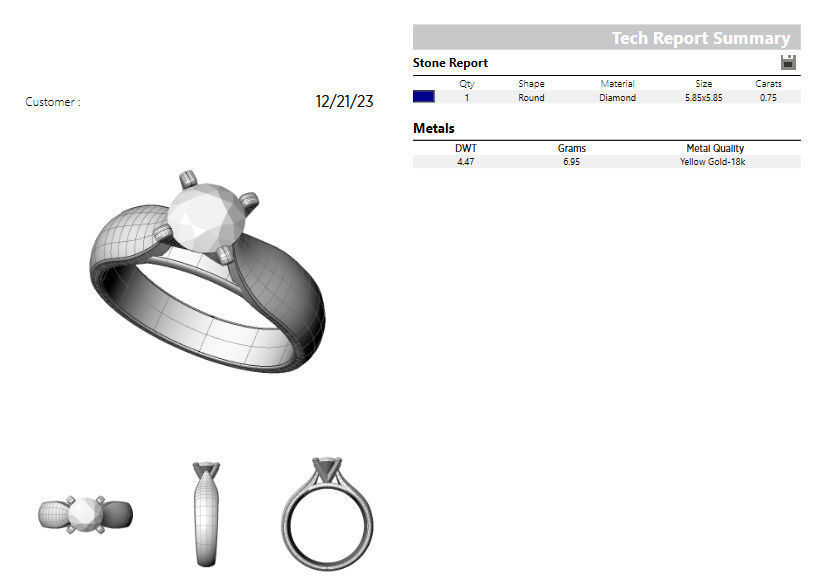 Round 0-75-CT Quarter Round Profile Shank Width 4mm 3D print model_1