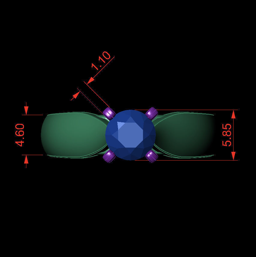 Round 0-75-CT Quarter Round Profile Shank Width 4mm 3D print model_3