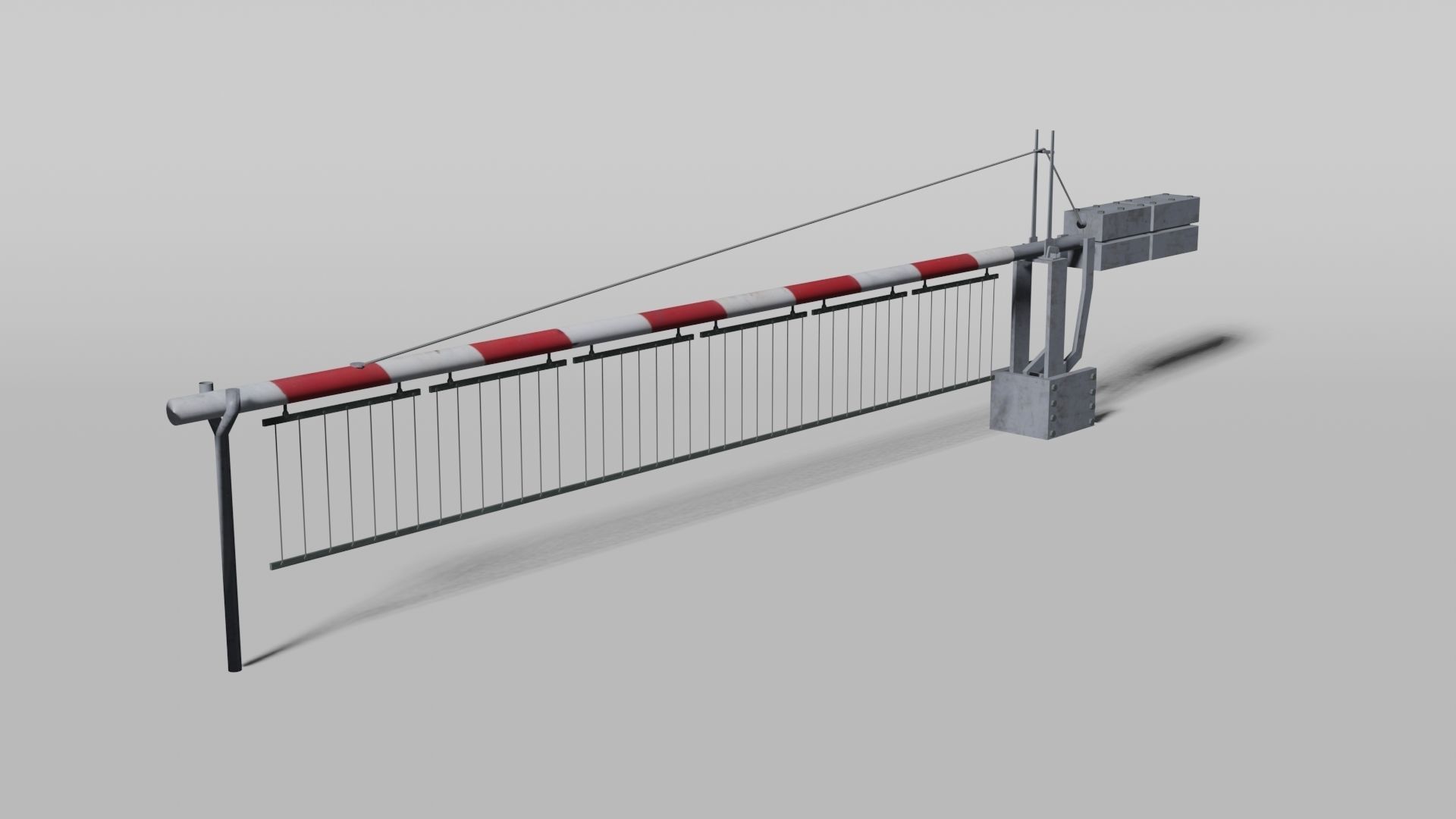 Railway crossing gate Low-poly 3D model_1