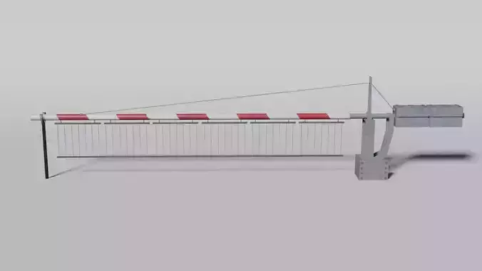 Railway crossing gate Low-poly 3D model