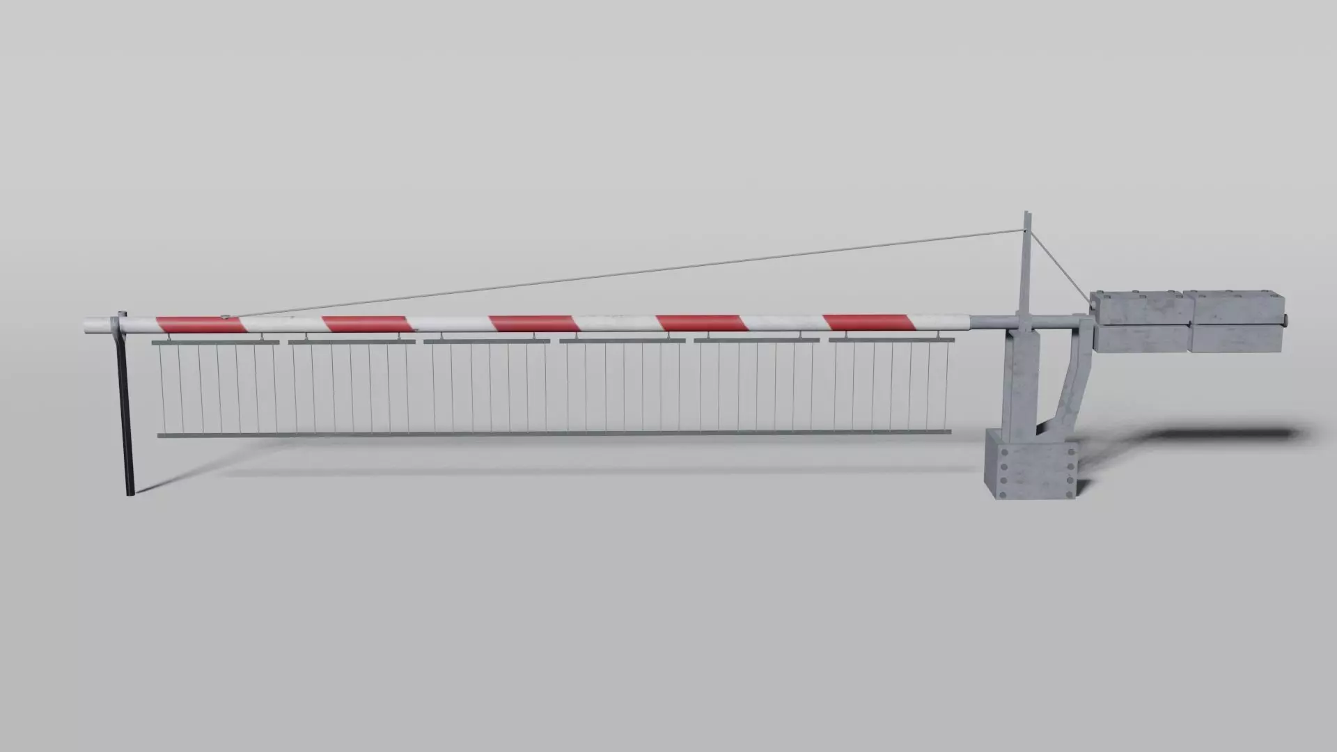 Railway crossing gate Low-poly 3D model_0