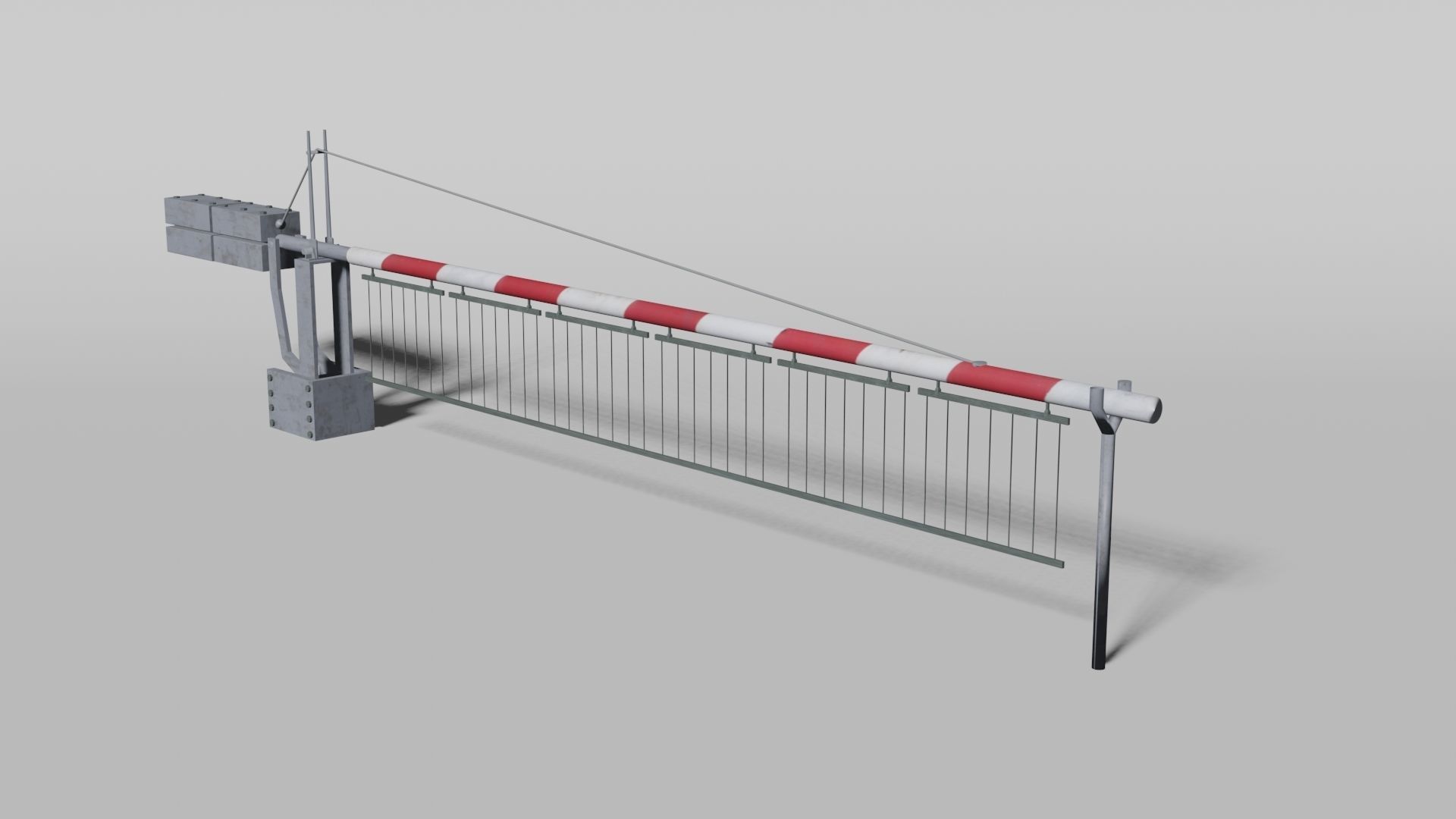 Railway crossing gate Low-poly 3D model_2