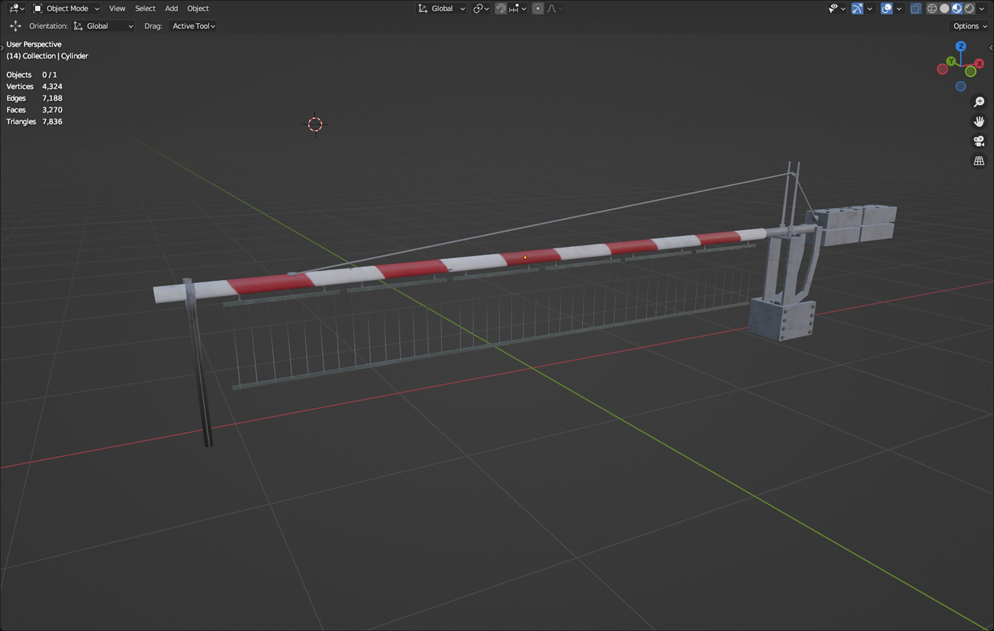 Railway crossing gate Low-poly 3D model_6