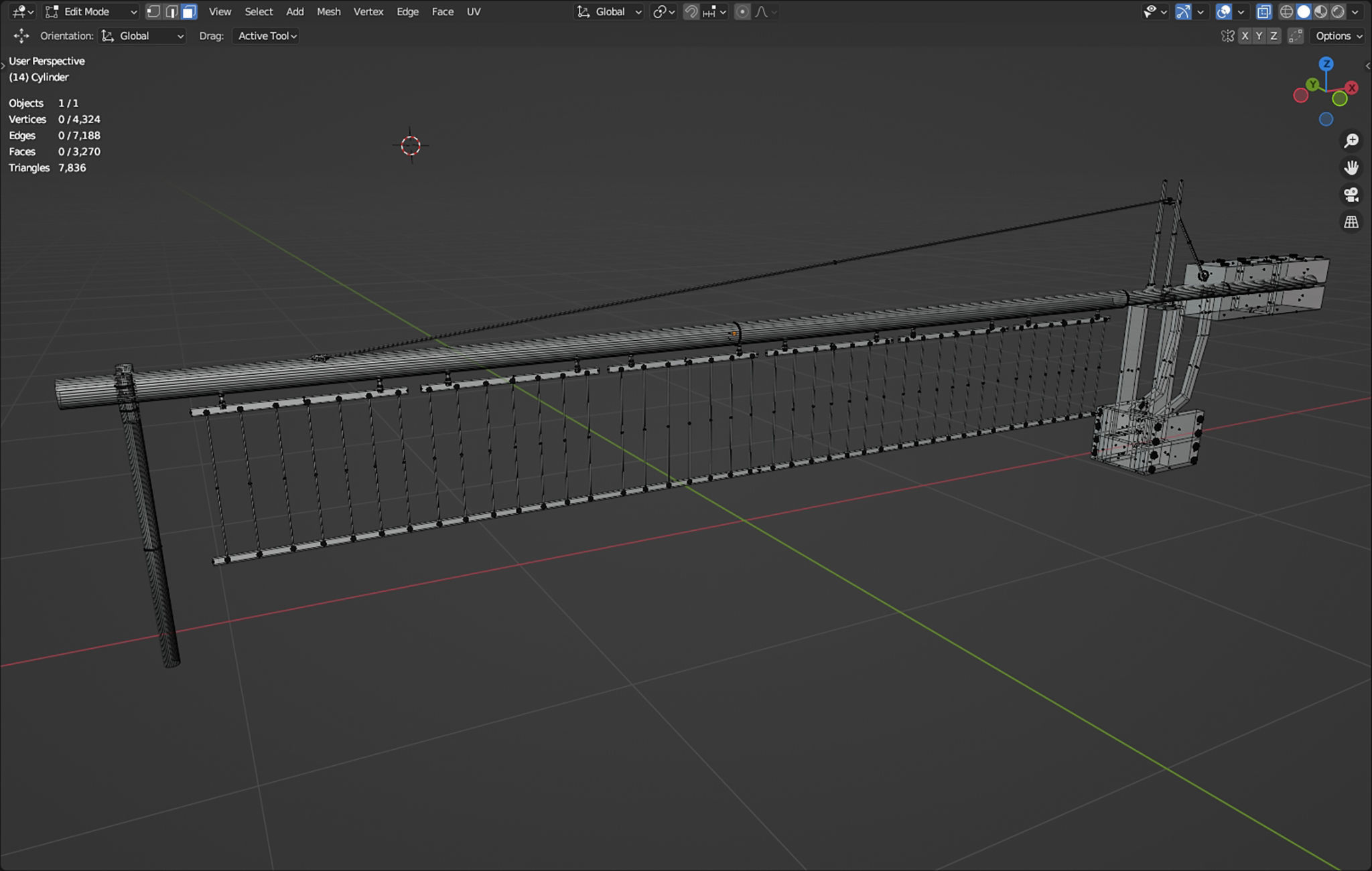 Railway crossing gate Low-poly 3D model_7
