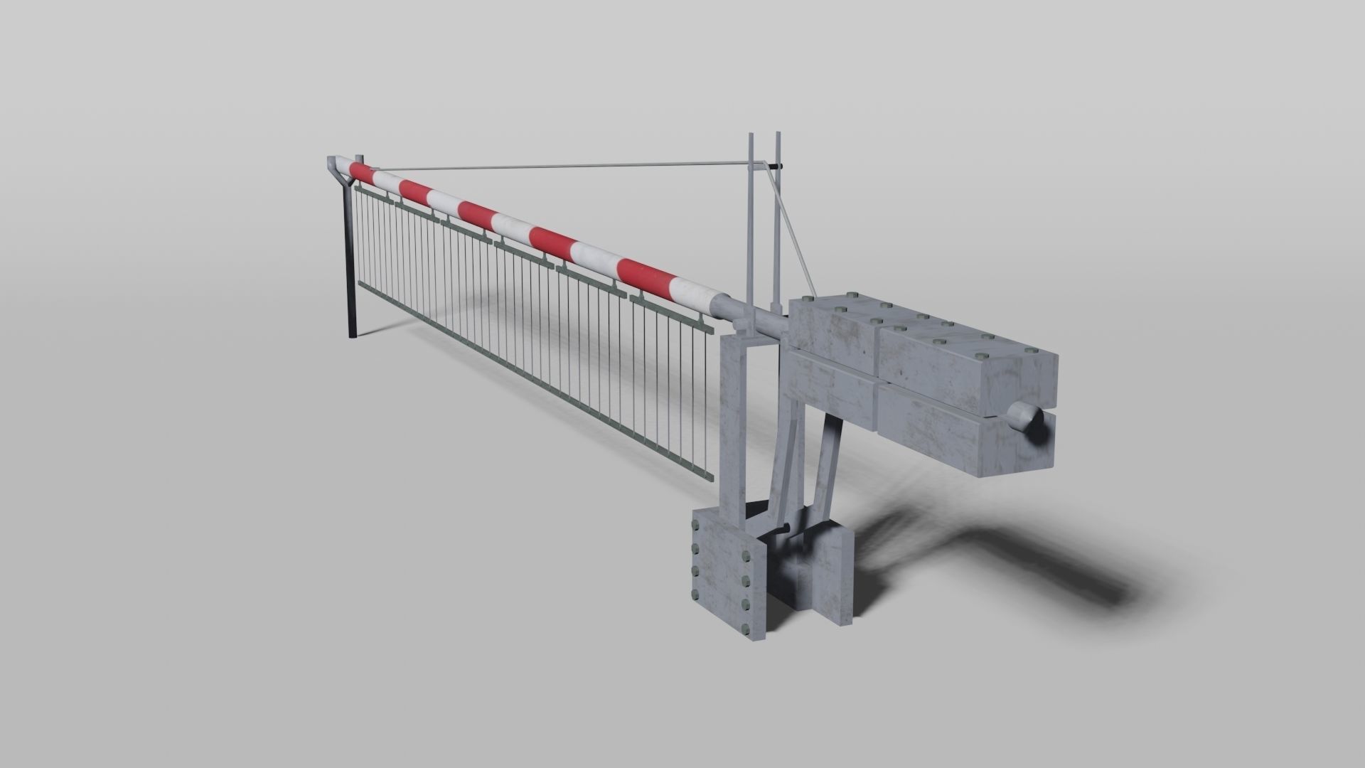 Railway crossing gate Low-poly 3D model_3