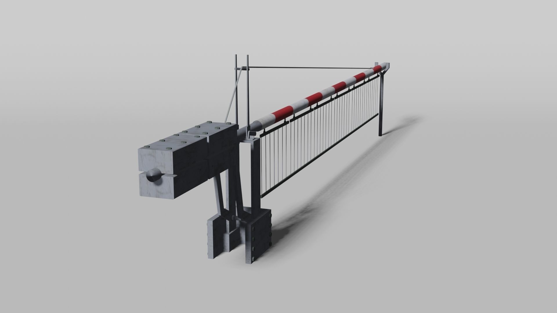 Railway crossing gate Low-poly 3D model_4