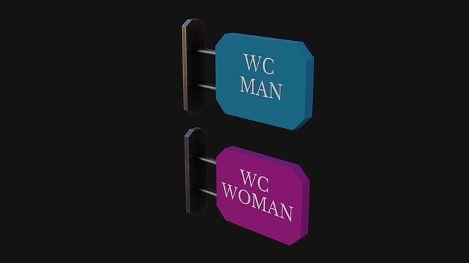 WC Toilet Signs Low-poly 3D model
