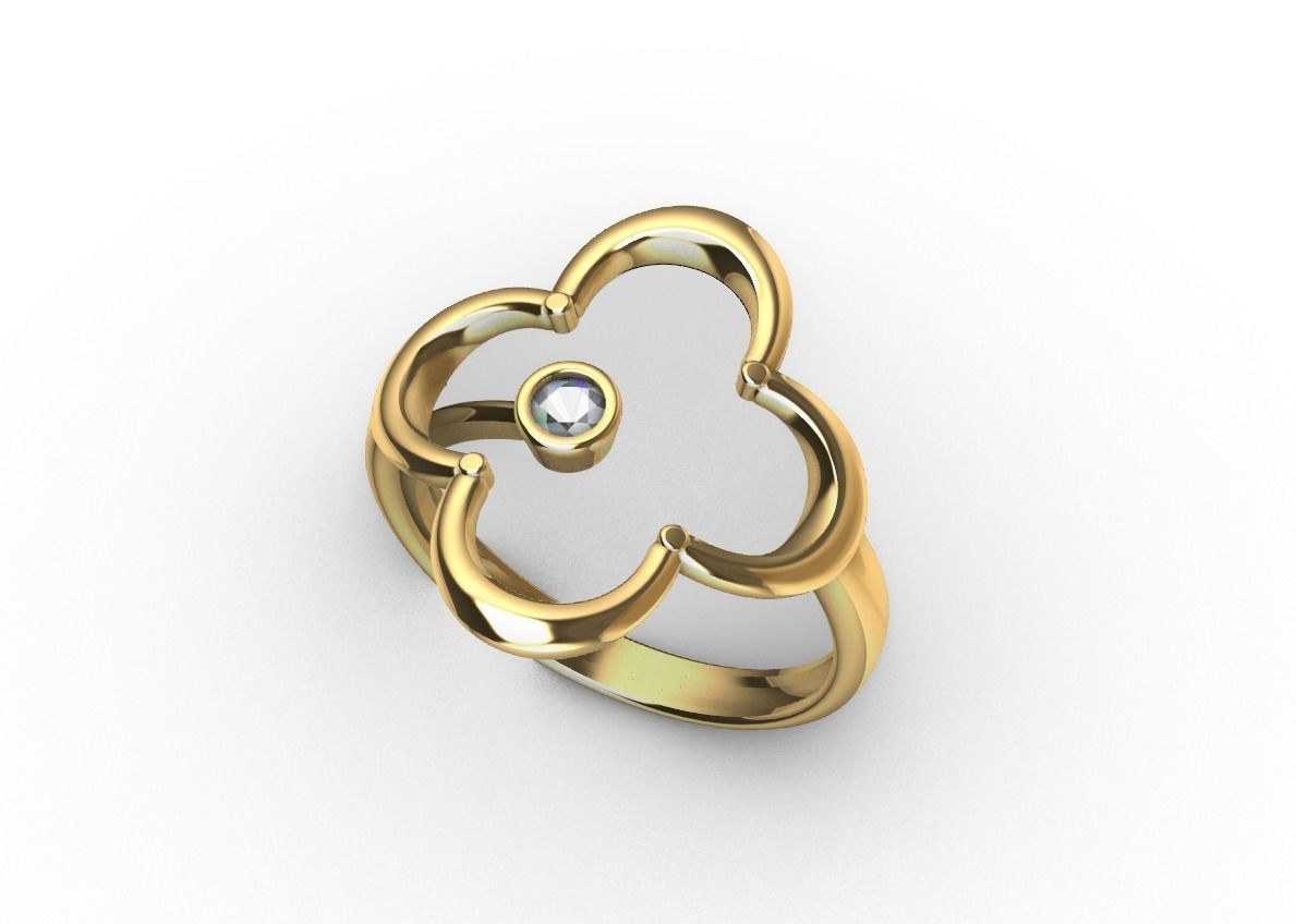 Minimal flower ring  3D print model_3