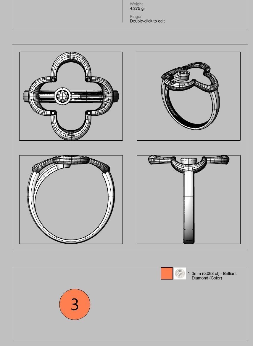 Minimal flower ring  3D print model_2