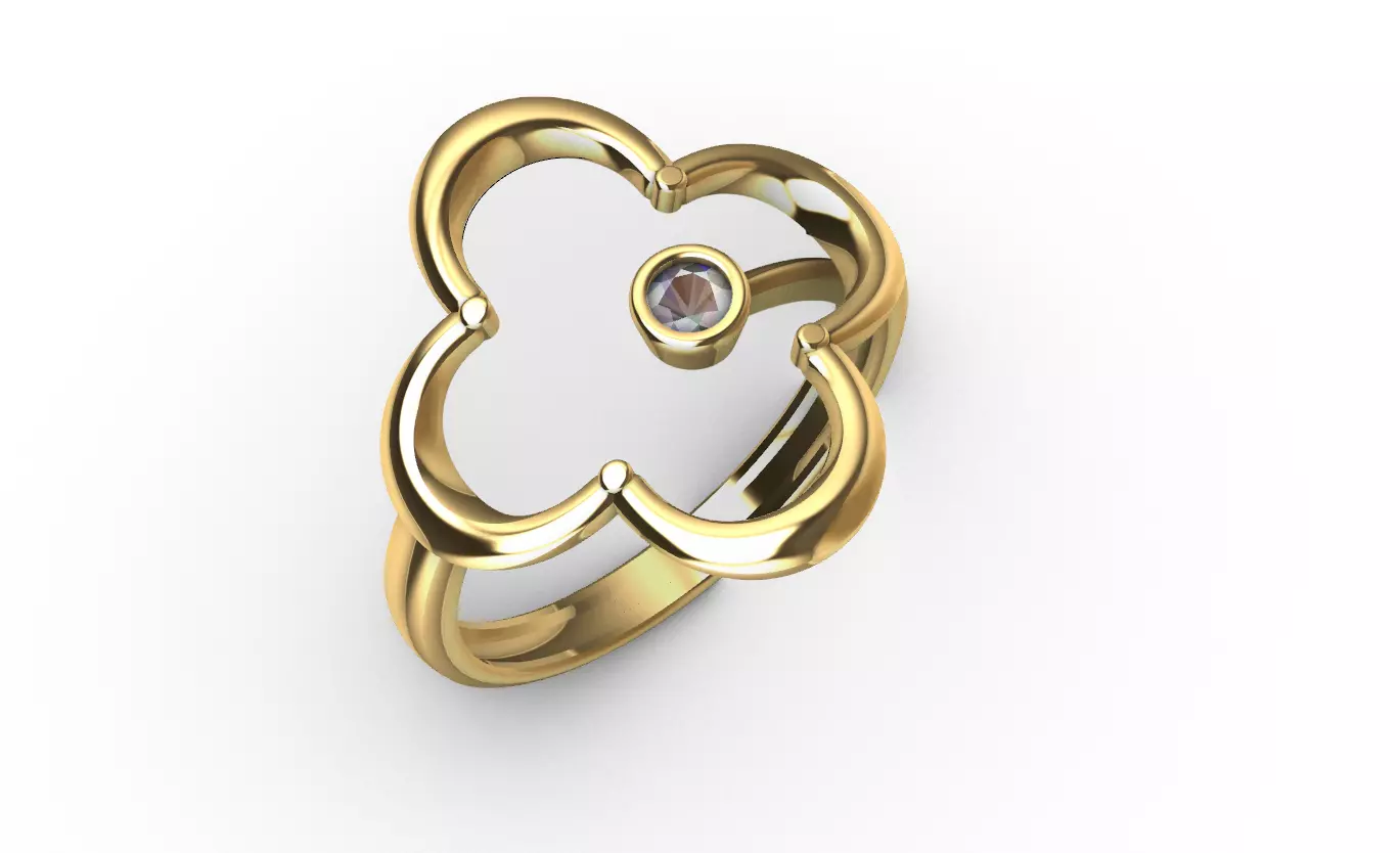 Minimal flower ring  3D print model_0