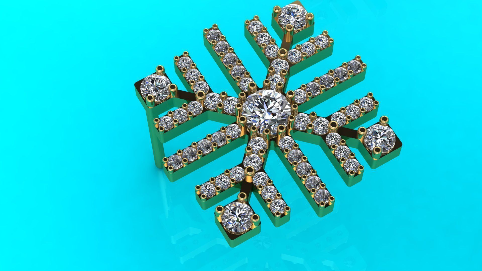 Nice snowflake pack - 4 pendants and 4 stud earrings 3D print model_4