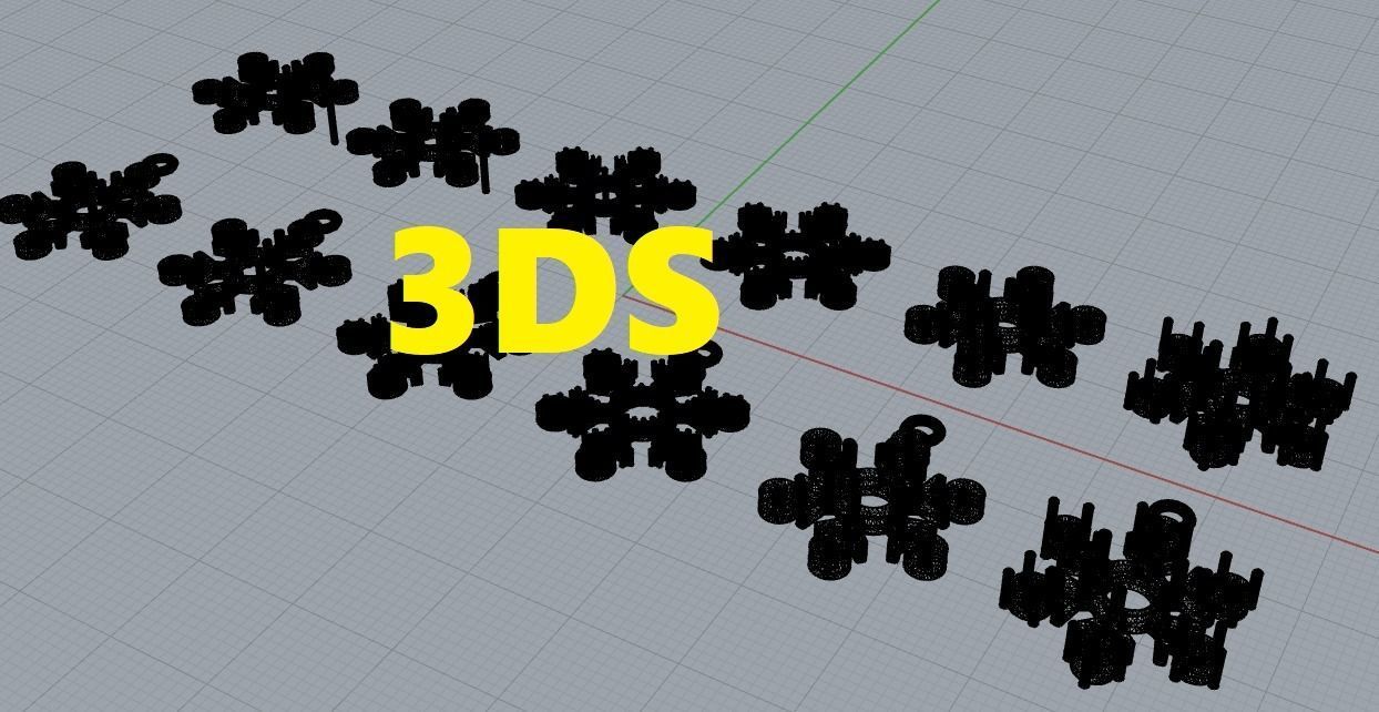 Nice snowflake pack - 4 pendants and 4 stud earrings 3D print model_13
