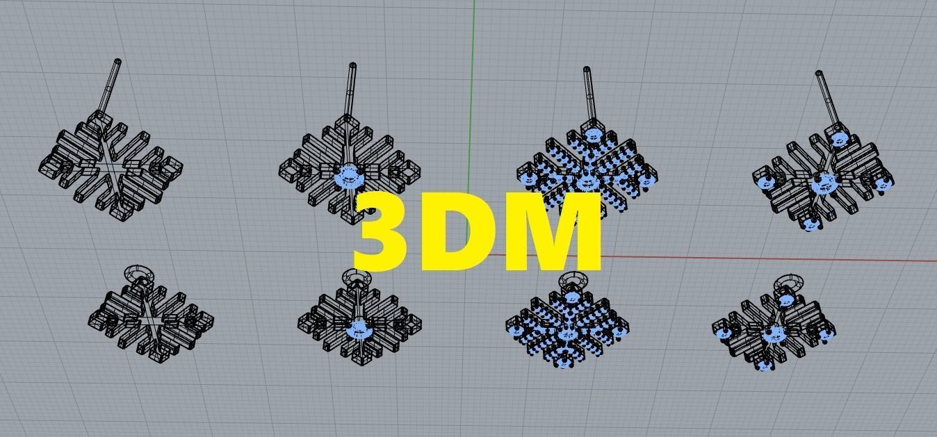 Nice snowflake pack - 4 pendants and 4 stud earrings 3D print model_11