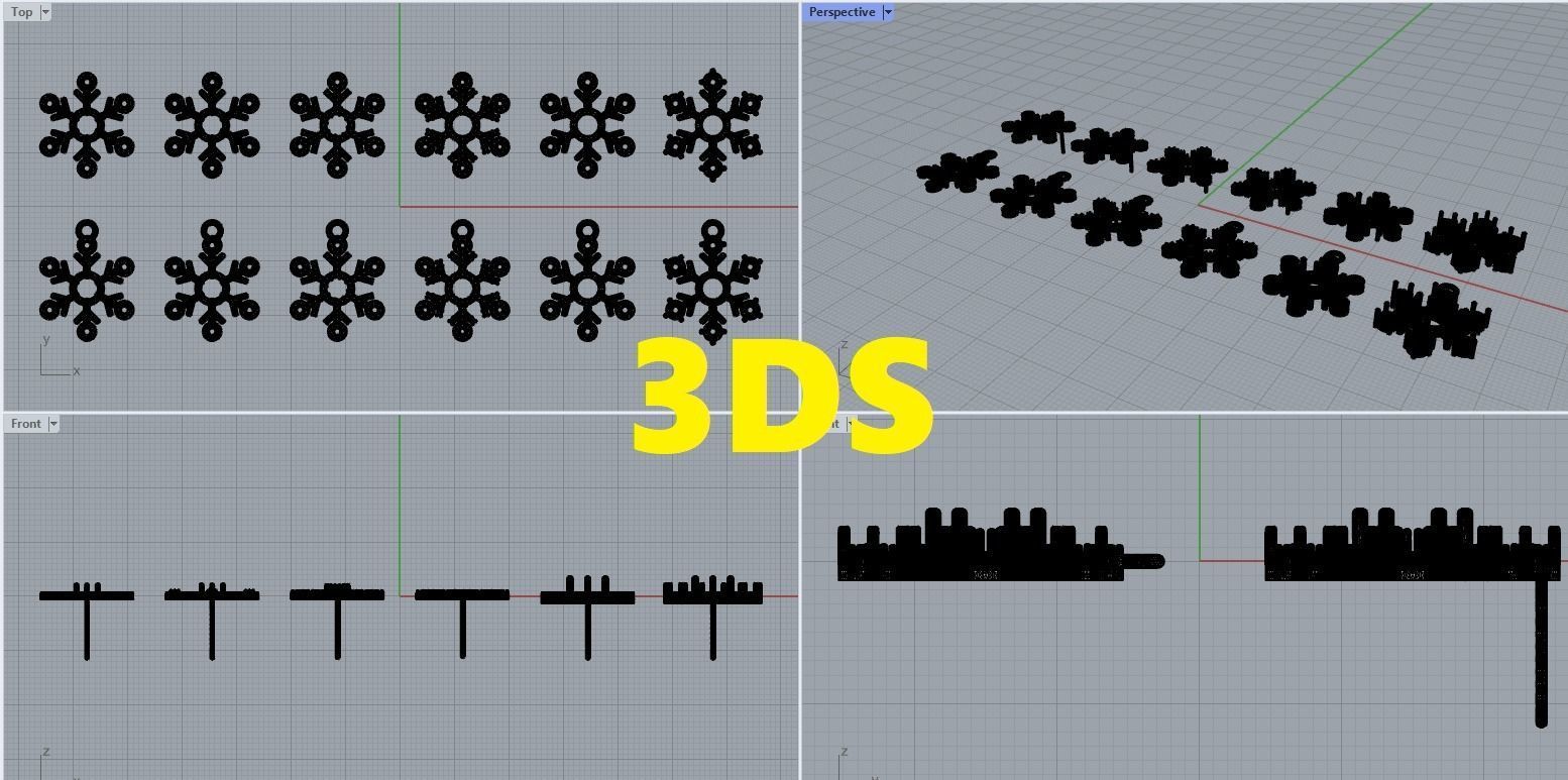 Nice snowflake pack - 4 pendants and 4 stud earrings 3D print model_12