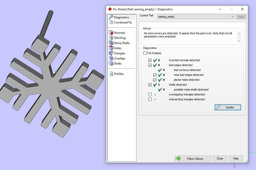 Nice snowflake pack - 4 pendants and 4 stud earrings 3D print model_20