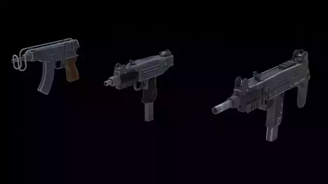 Submachine Gun Pack Low-poly 3D model