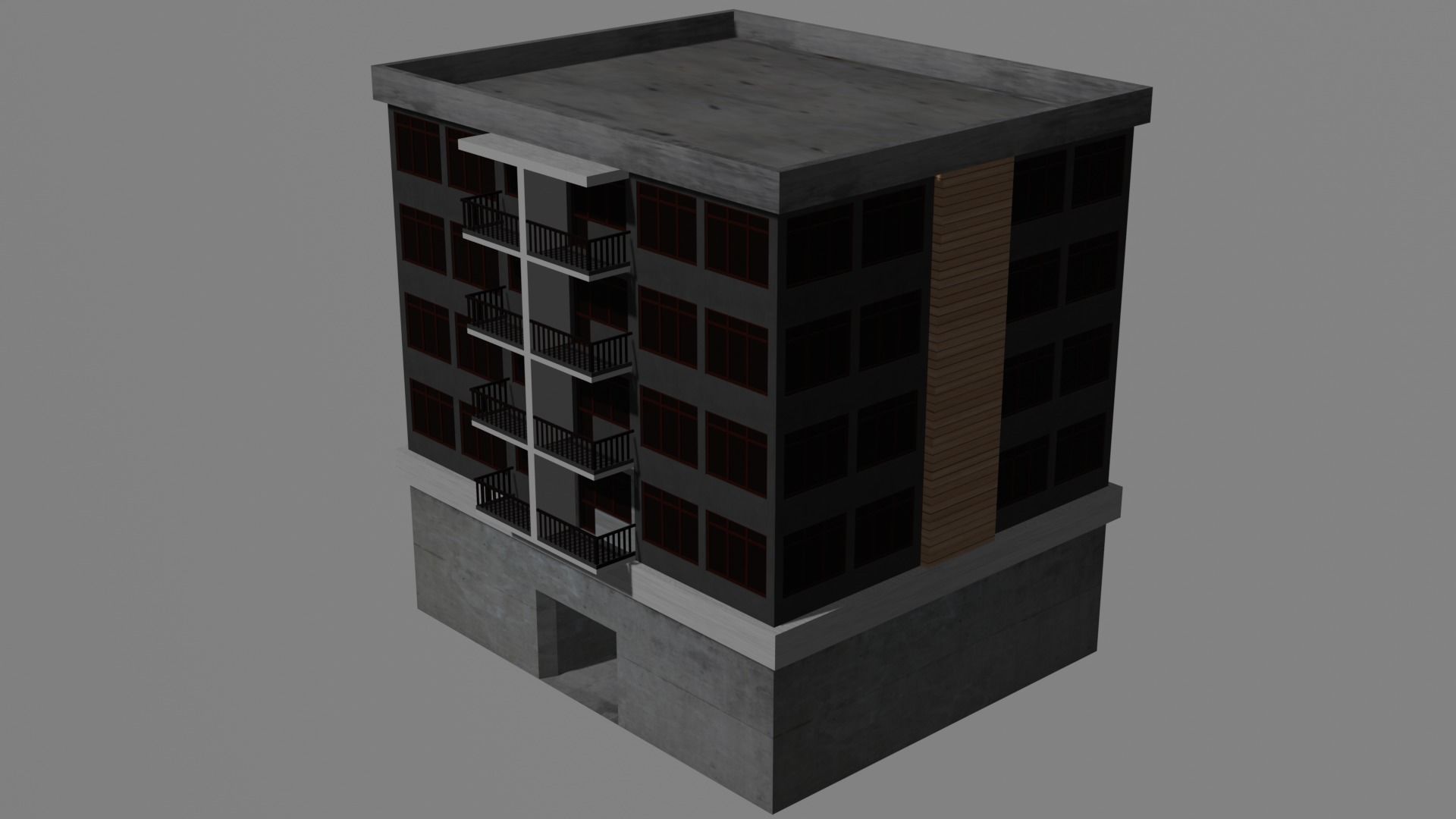 Apartment Building House BLEND FBX OBJ Low-poly 3D model_3