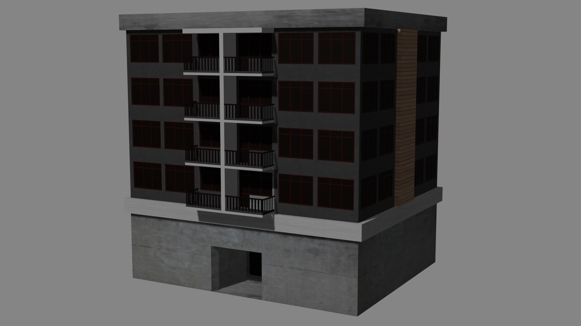 Apartment Building House BLEND FBX OBJ Low-poly 3D model_1