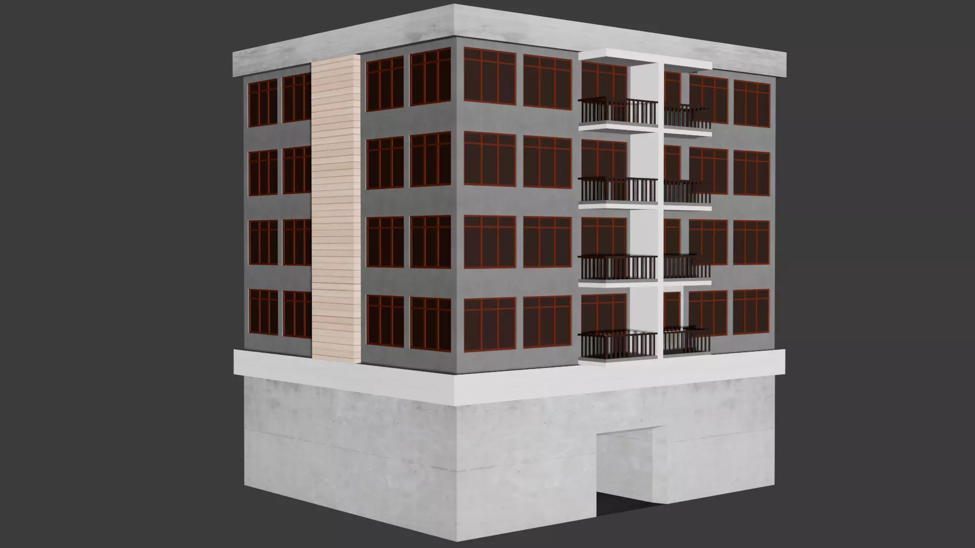 Apartment Building House BLEND FBX OBJ Low-poly 3D model_0