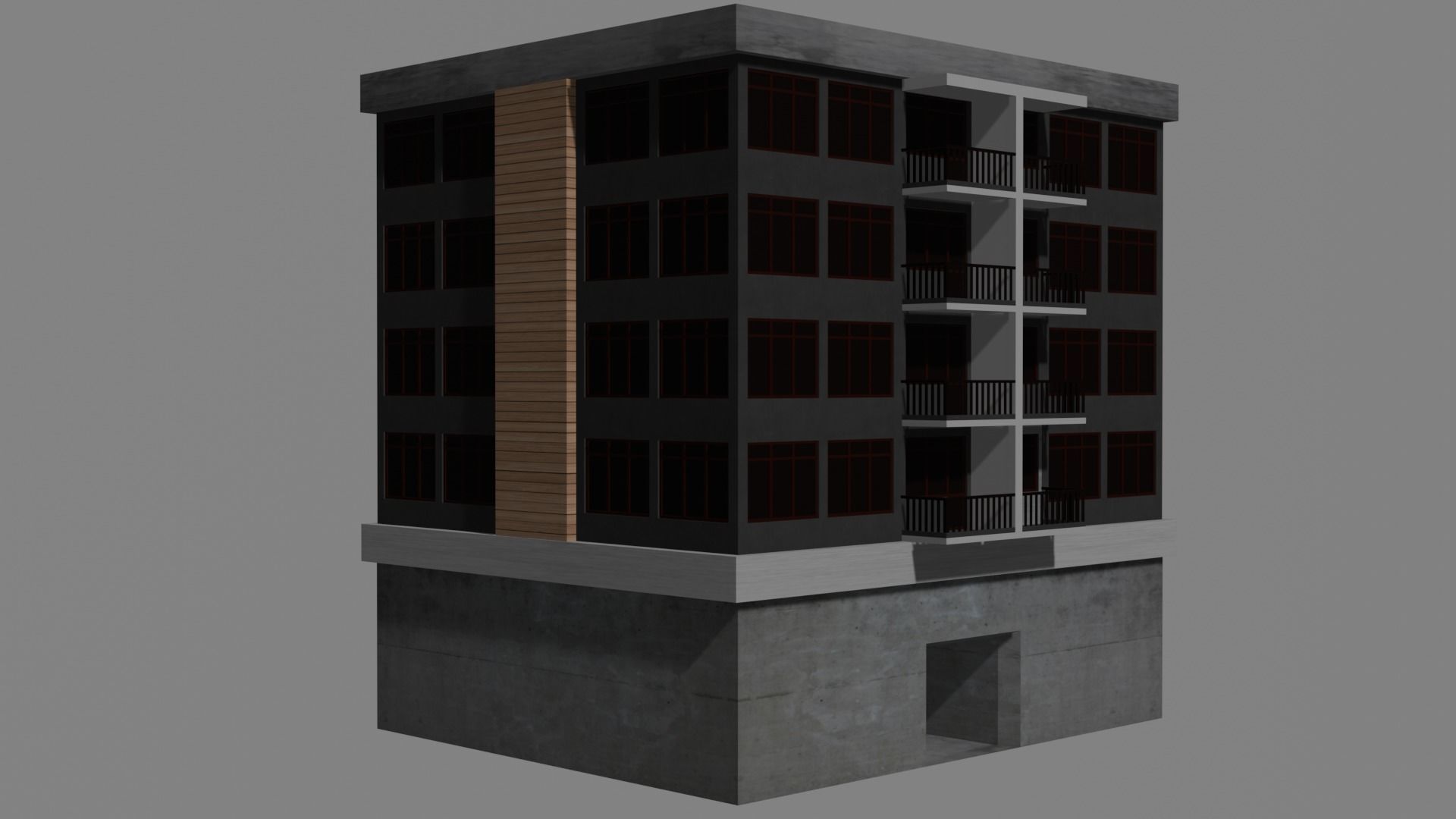 Apartment Building House BLEND FBX OBJ Low-poly 3D model_2