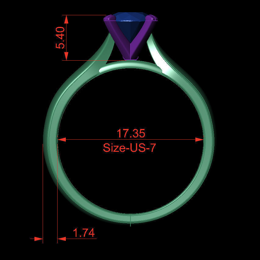 Round 0-75-CT Quarter Round Profile Shank Width 3mm 3D print model_4