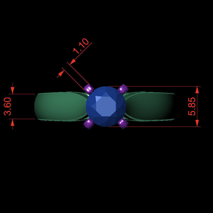 Round 0-75-CT Quarter Round Profile Shank Width 3mm 3D print model_3