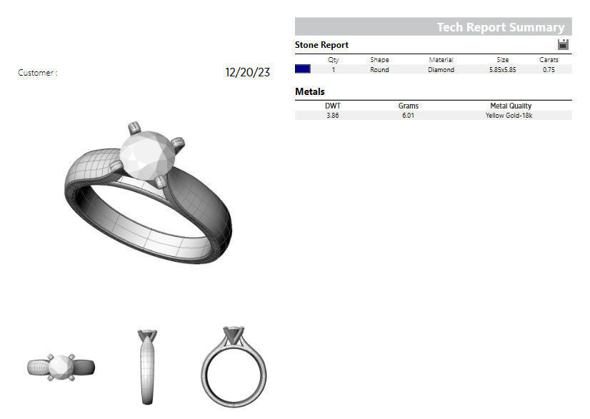 Round 0-75-CT Quarter Round Profile Shank Width 3mm 3D print model_1